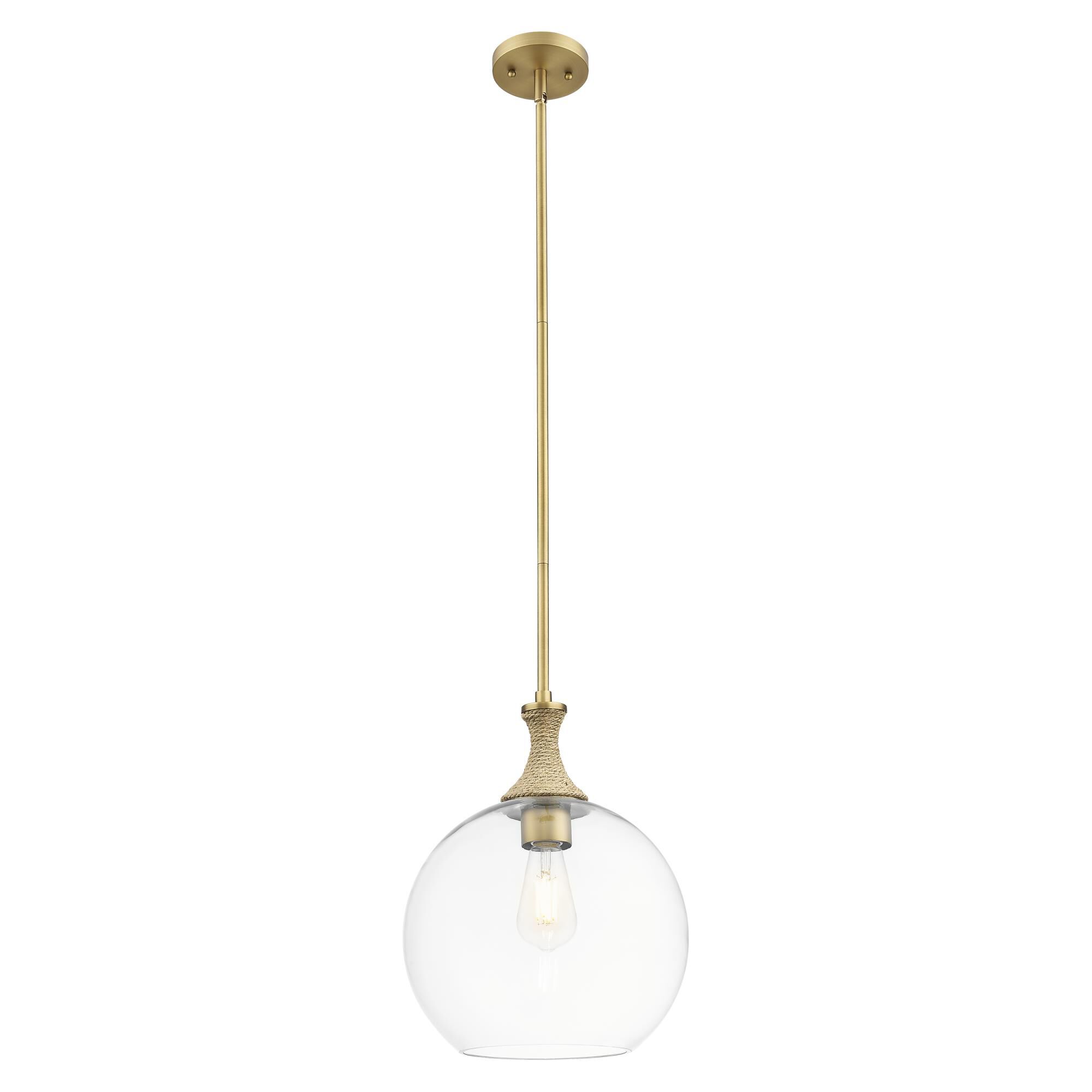 Shown in Brushed Brass finish and Clear glass