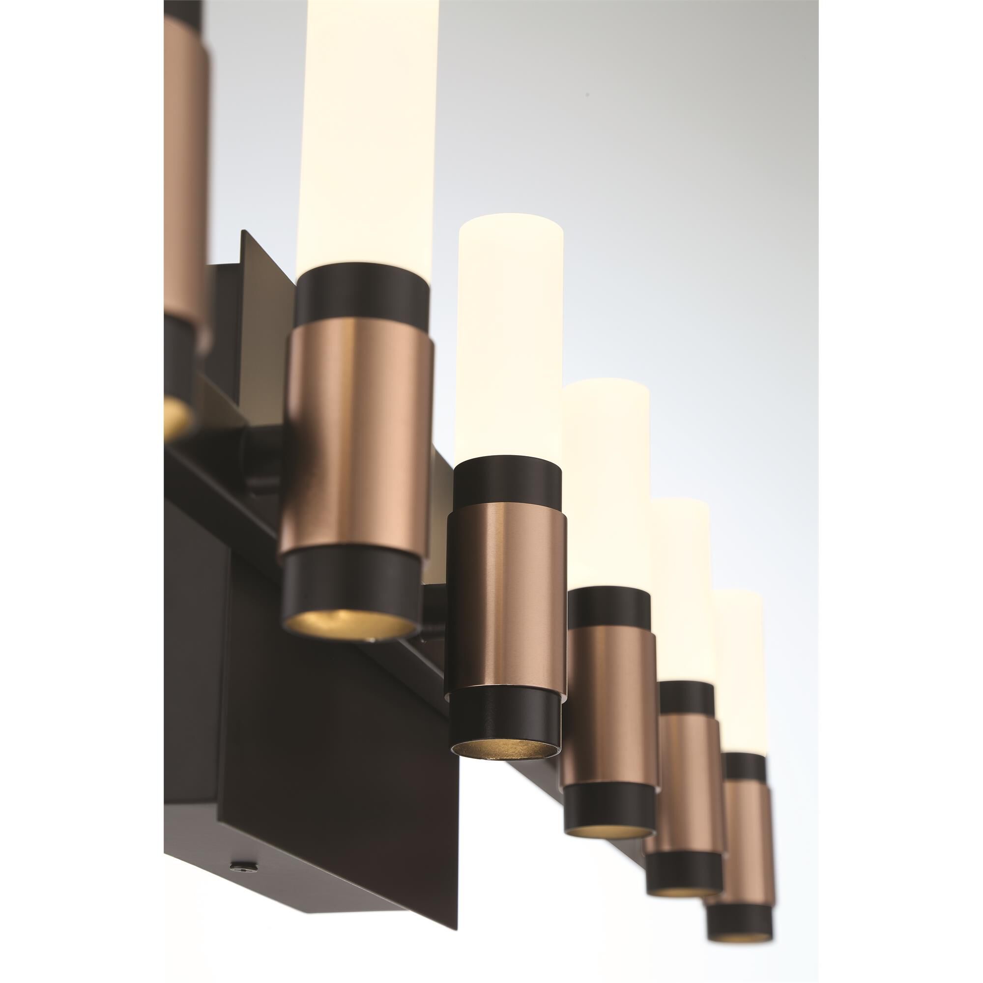 Shown in Black and Brass finish and Frosted White Acrylic glass