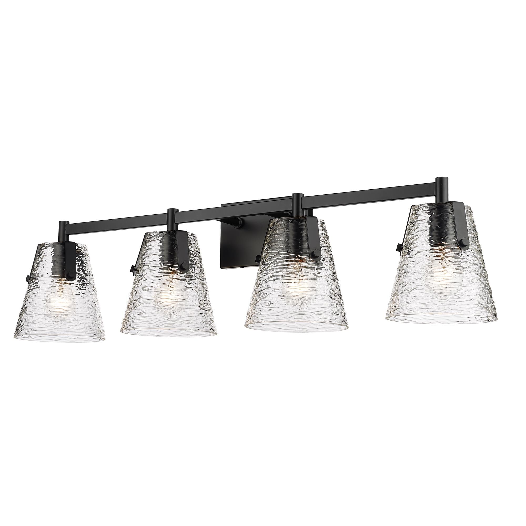 Shown in Matte Black finish and Clear Ribbed glass