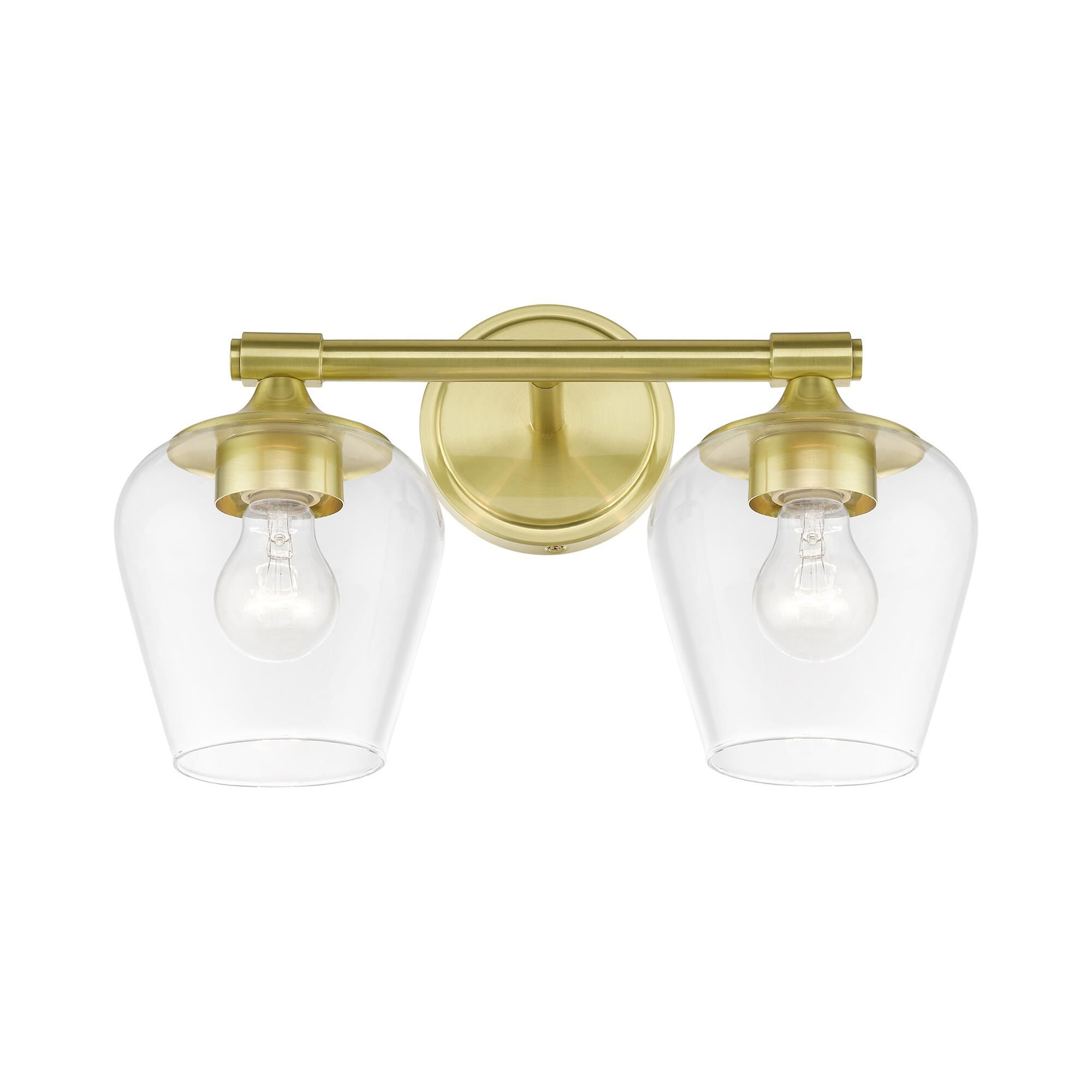 Shown in Satin Brass finish and Clear glass