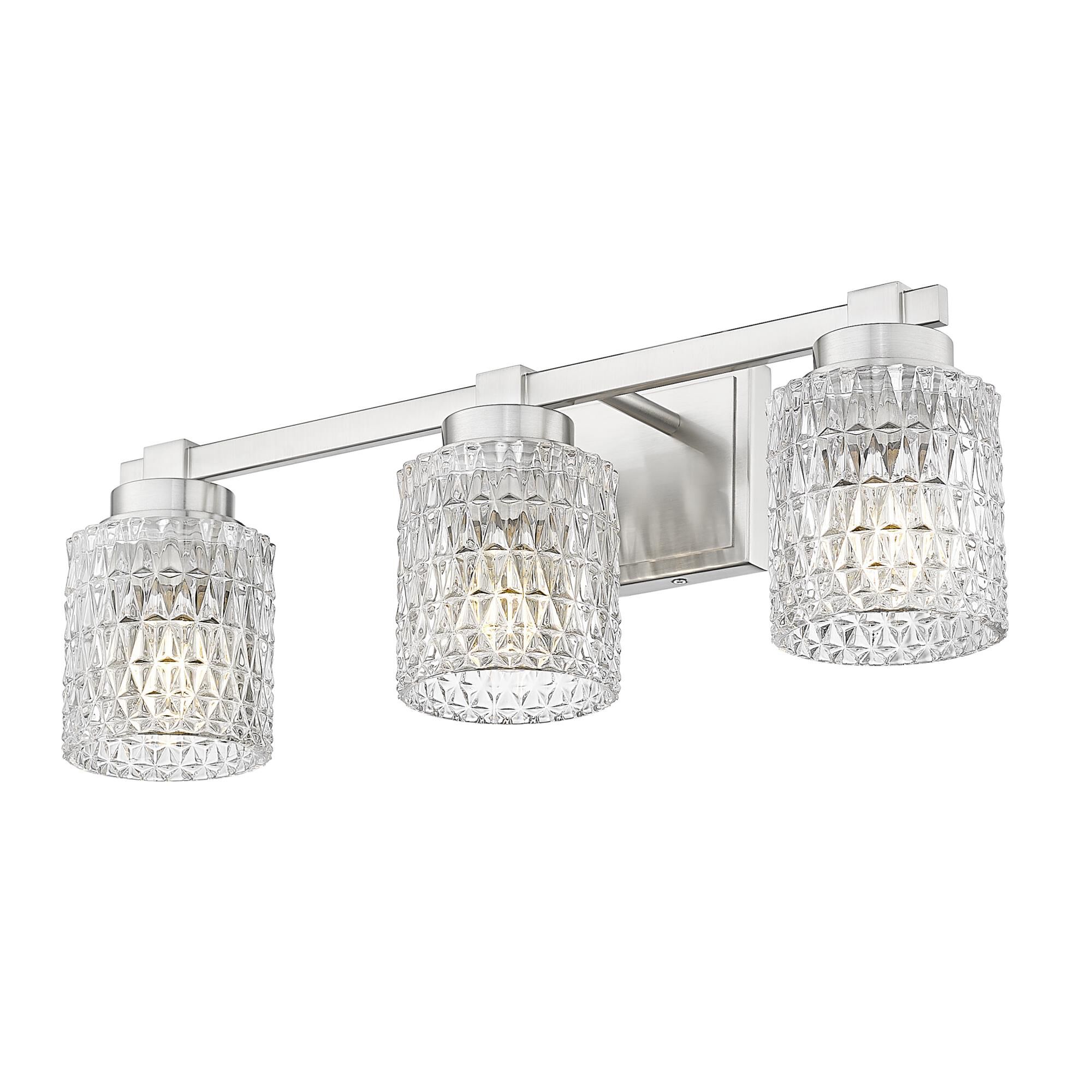 Shown in Brushed Nickel finish and Clear Diamond glass