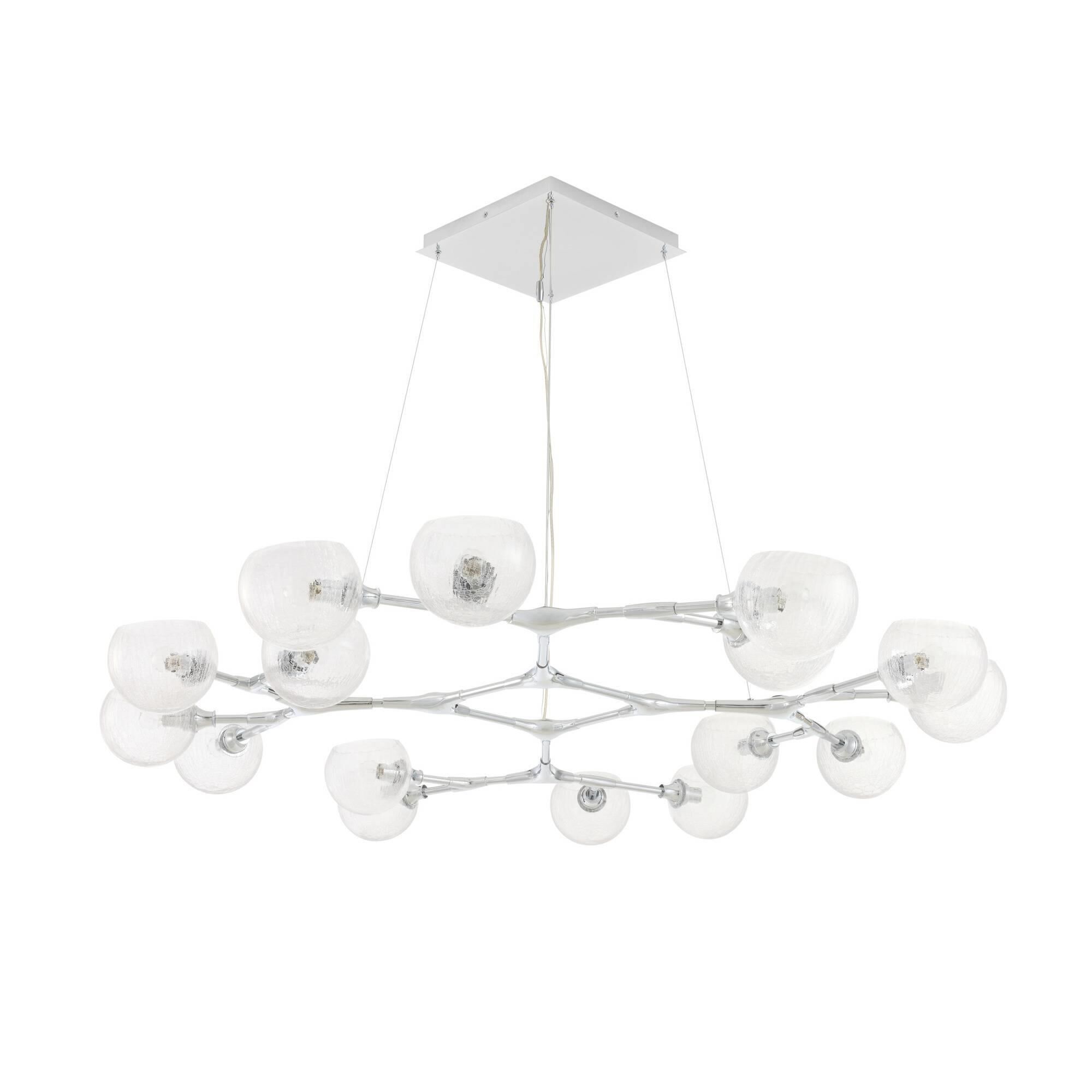 Shown in Chrome finish and Clear Crackle glass