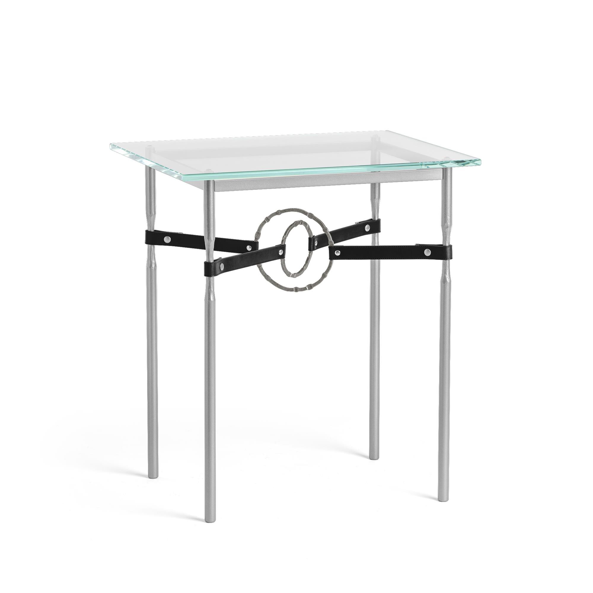 Shown in Vintage Platinum finish and Natural Iron with Leather Black  accent