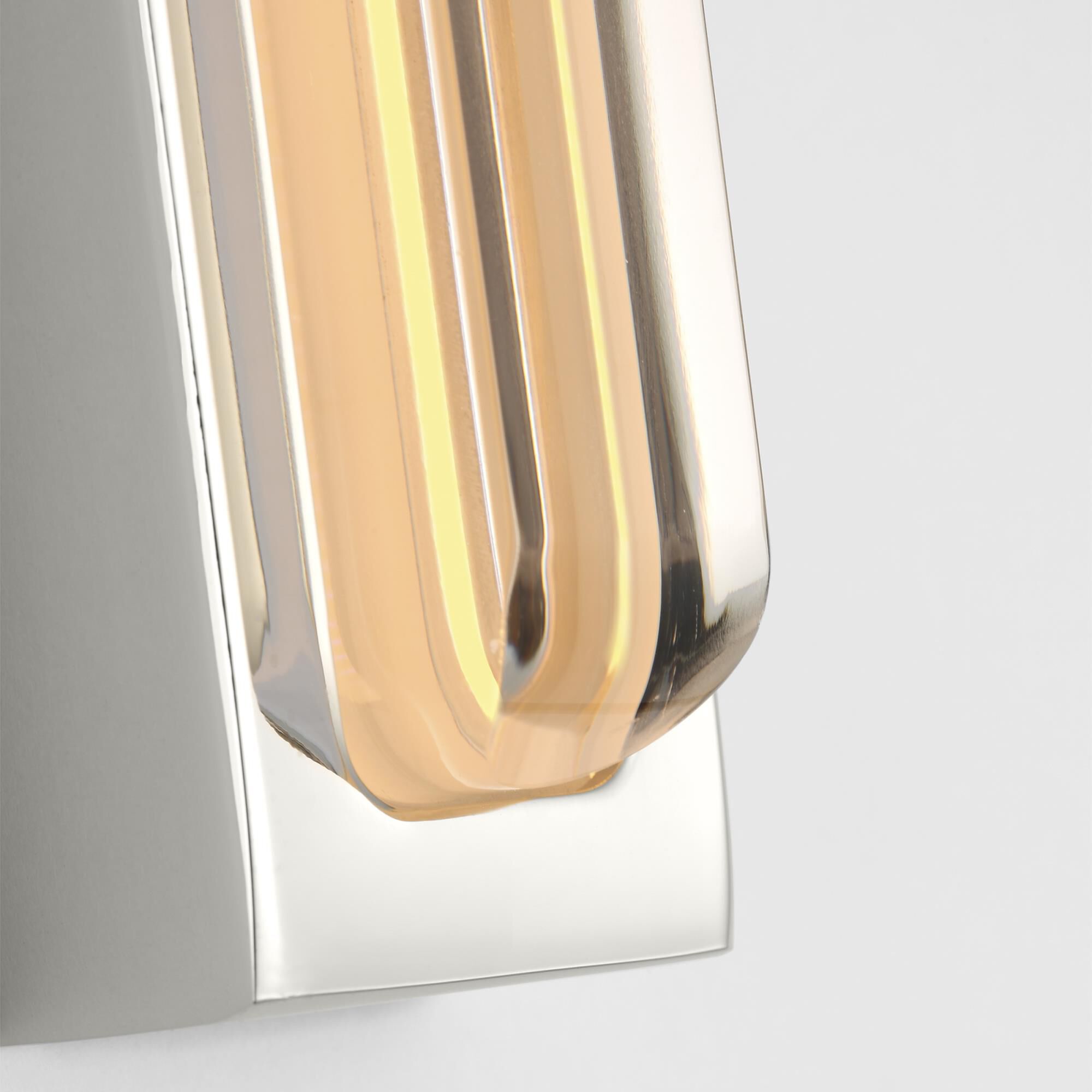 Shown in Polished Nickel finish and Clear Crystal glass