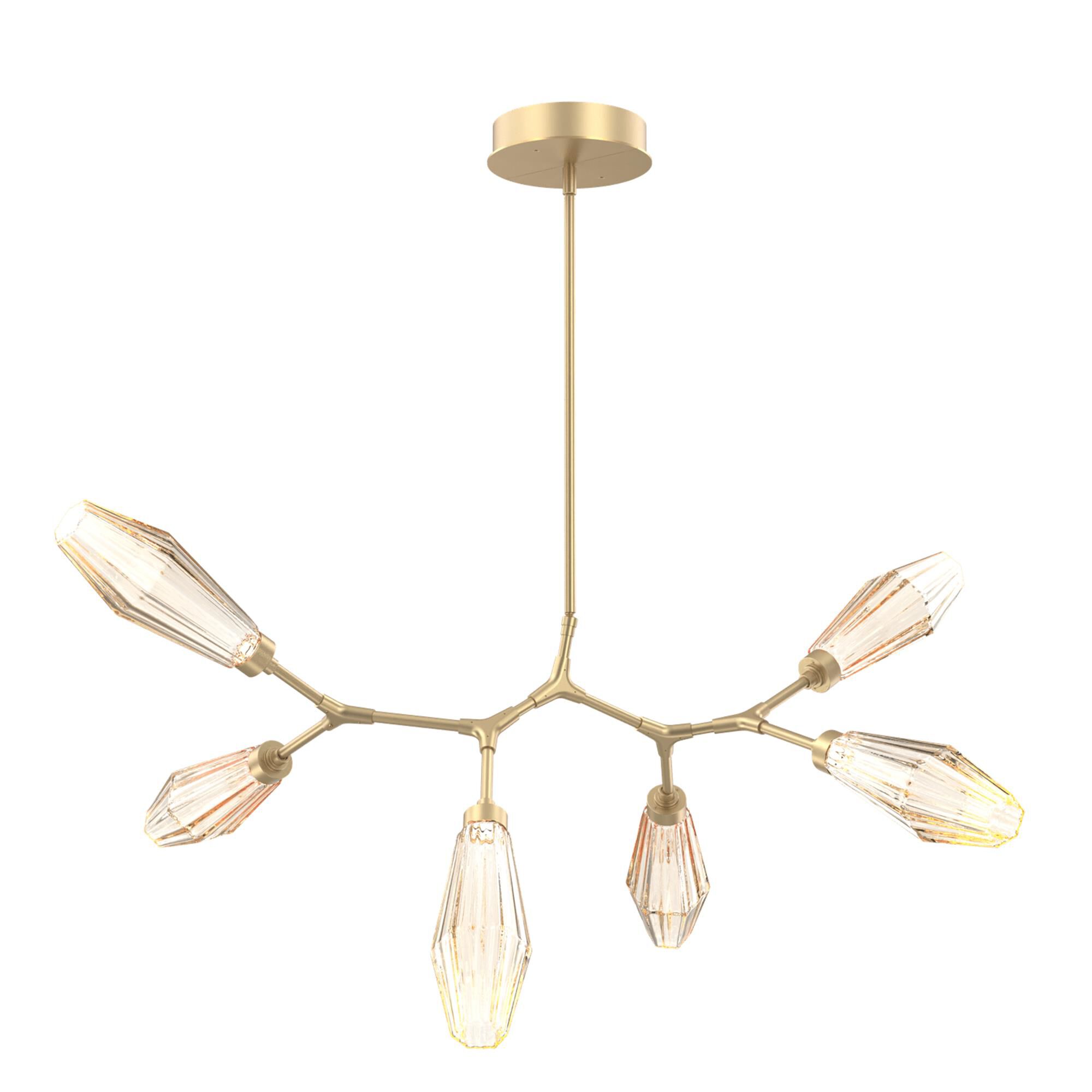 Shown in Gilded Brass finish and Optic Rib Amber glass