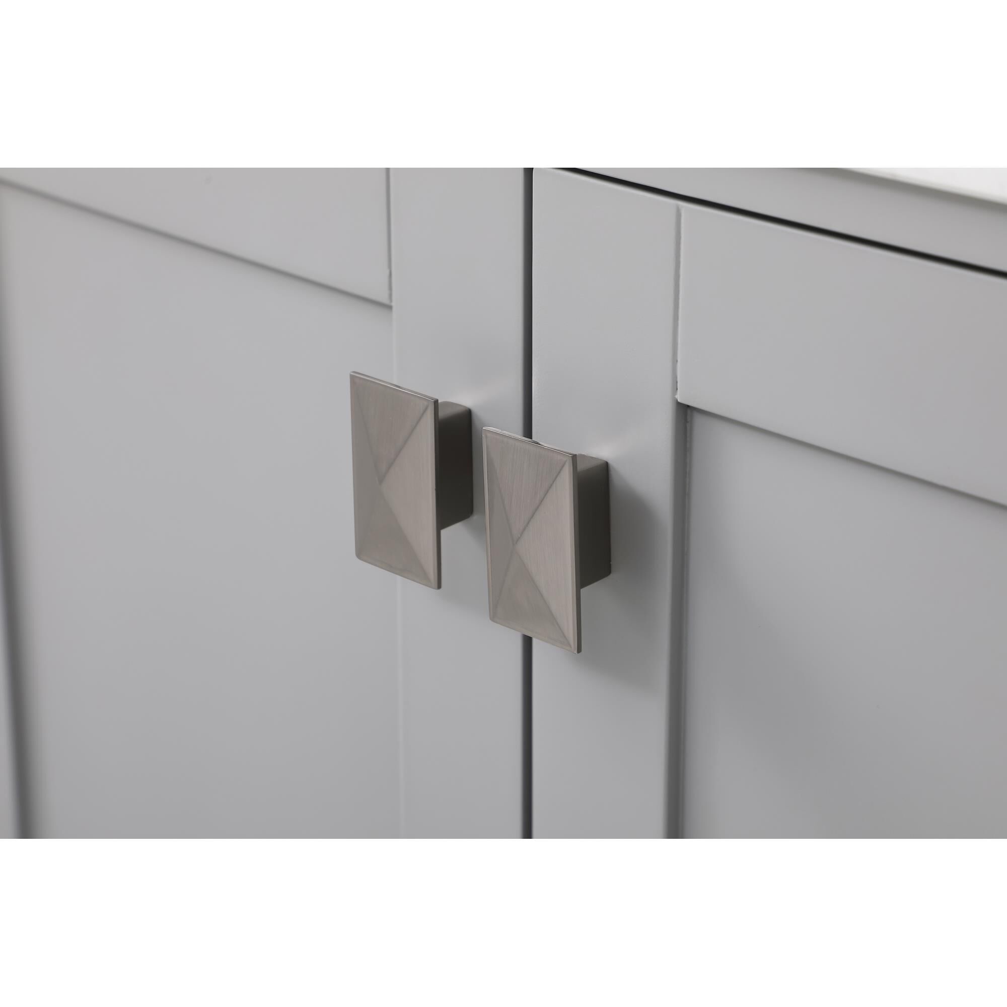 Shown in Gray And Brushed Nickel With Carrara White Marble finish