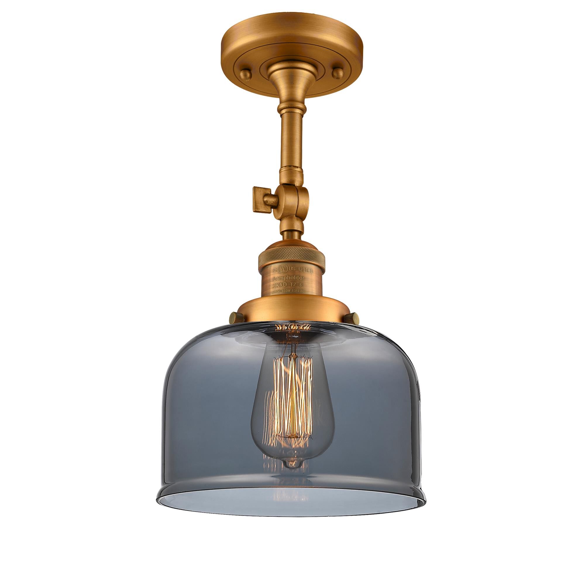Shown in Brushed Brass finish and Plated Smoked glass