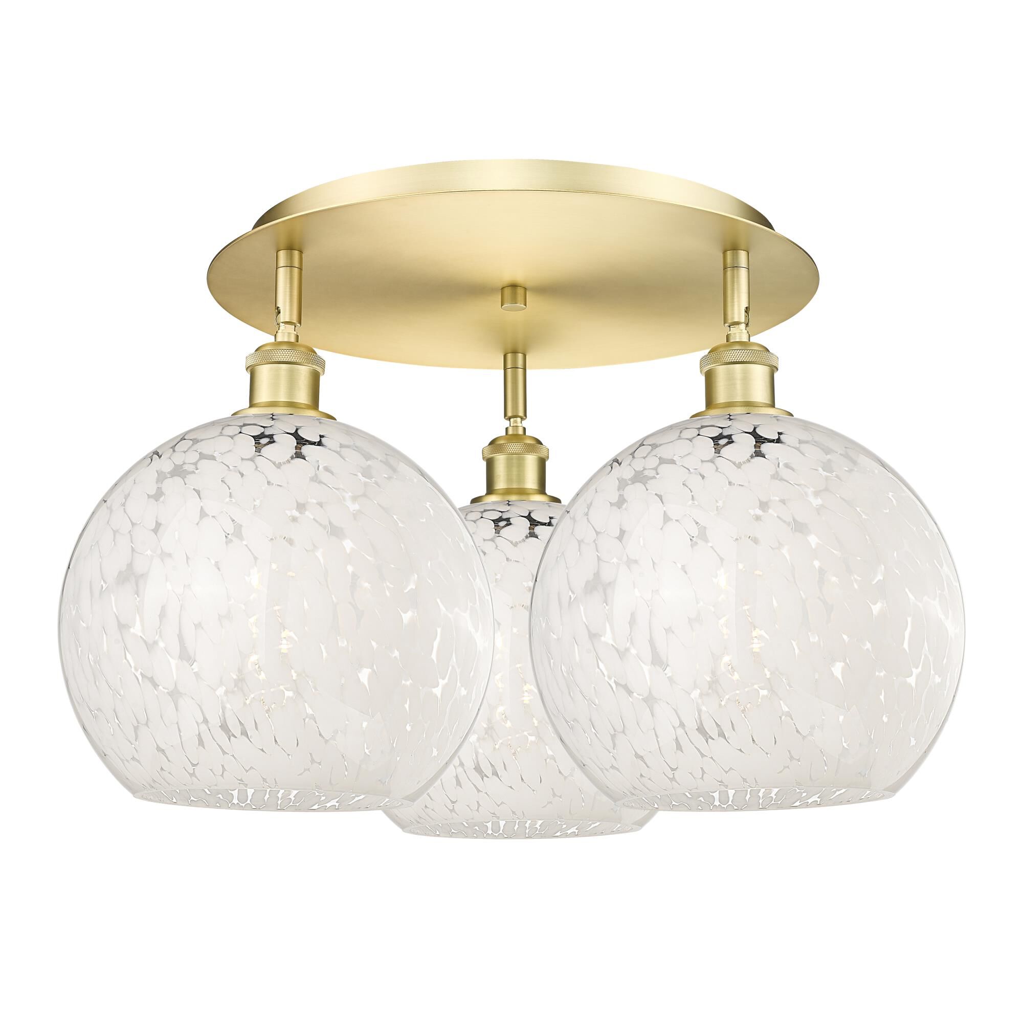 Shown in Satin Gold finish and White Mouchette glass