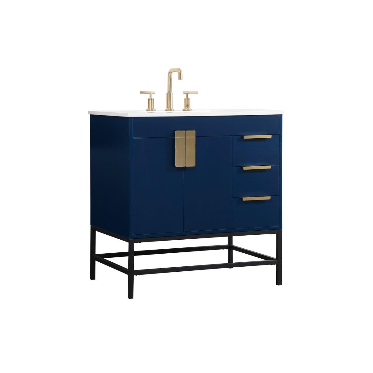 Shown in Blue finish and Without Backsplash accent