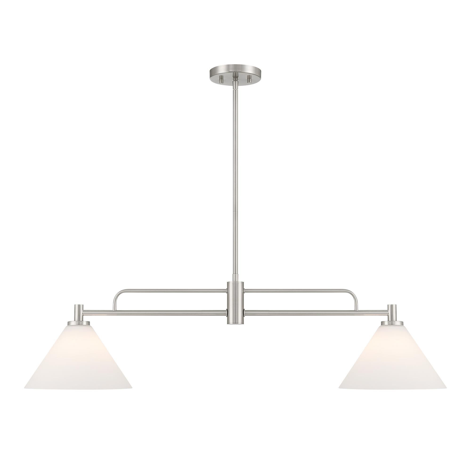 Shown in Brushed Nickel finish and White Opal glass