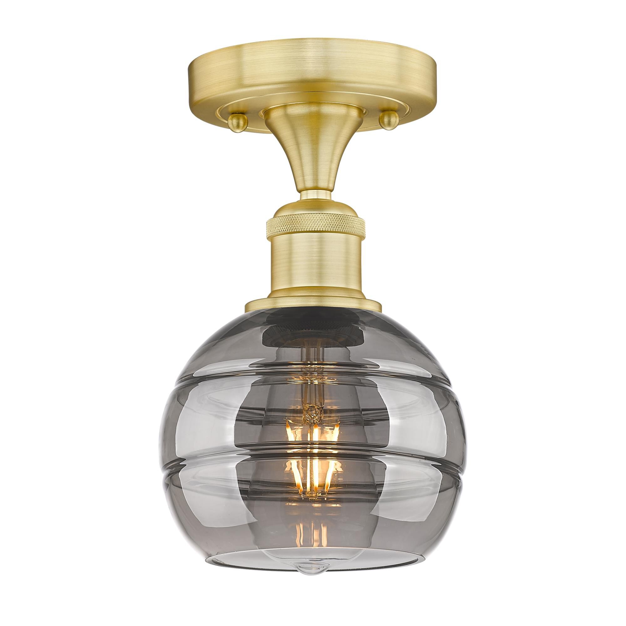 Shown in Satin Gold finish and Light Smoke glass