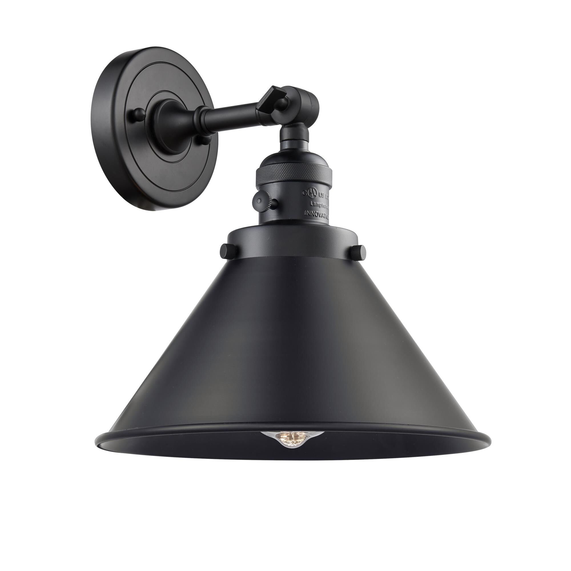 Shown in Matte Black finish and Matte Black glass and Matte Black shade and Switch on Socket accent