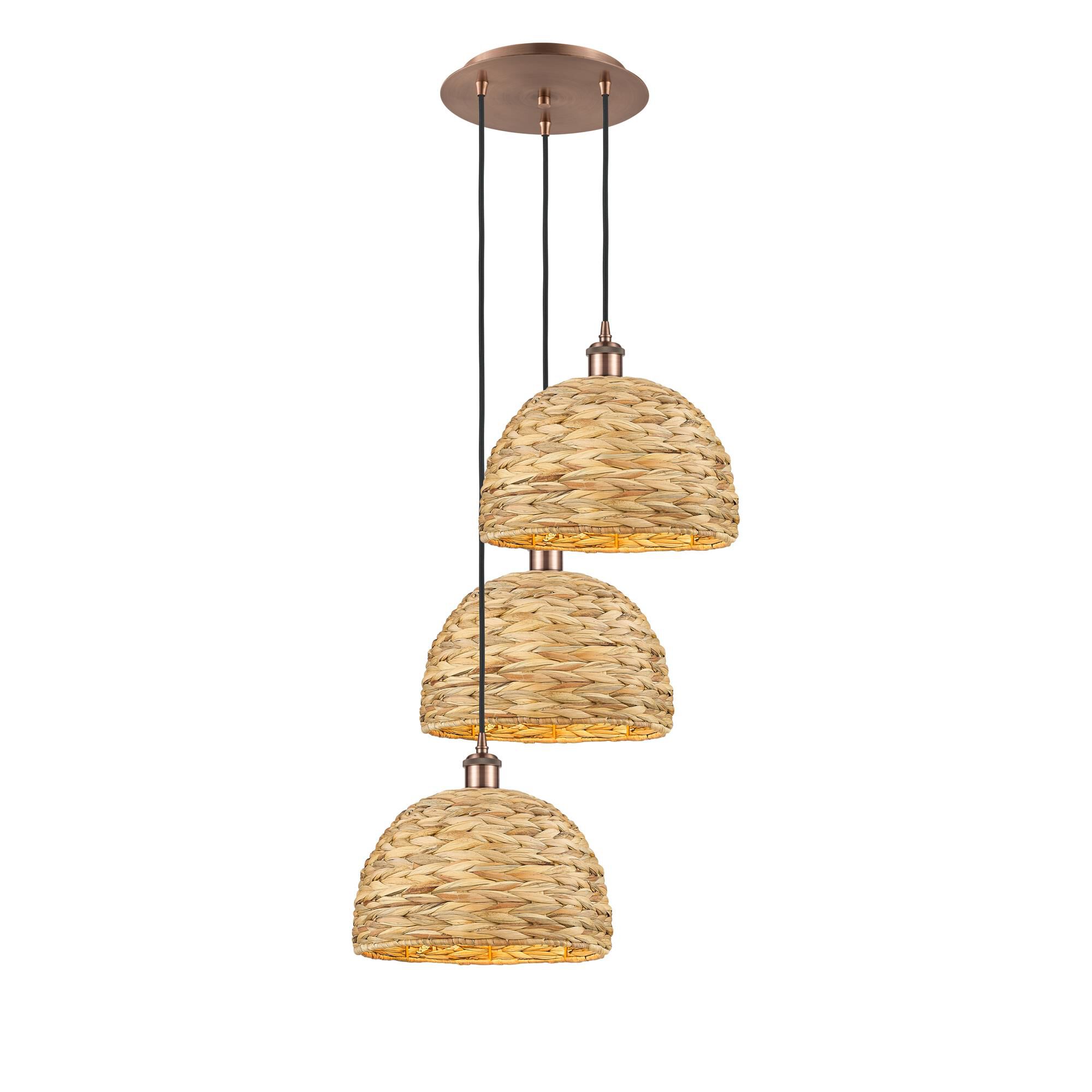 Shown in Antique Copper finish and Natural shade