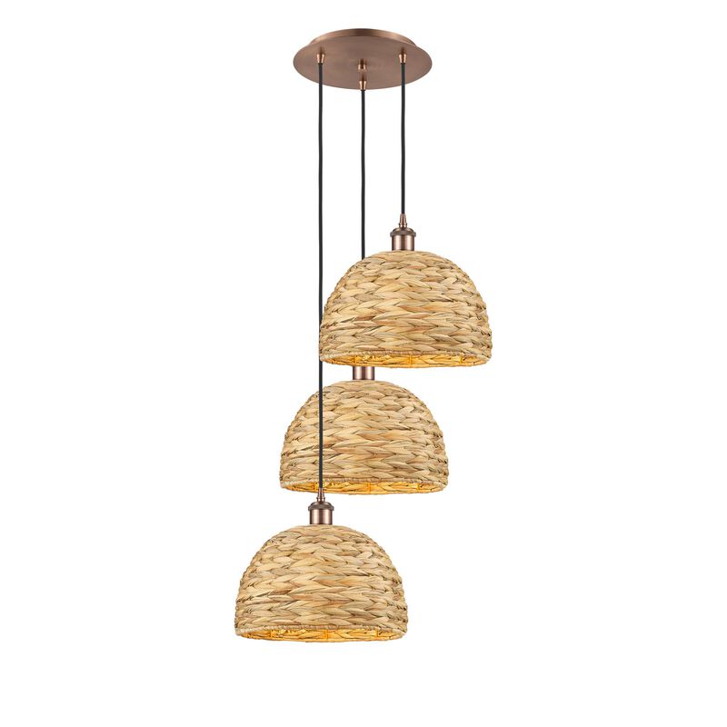 Bruno Marashlian Woven Rattan 19 Inch Multi Light Pendant by Innovations Lighting