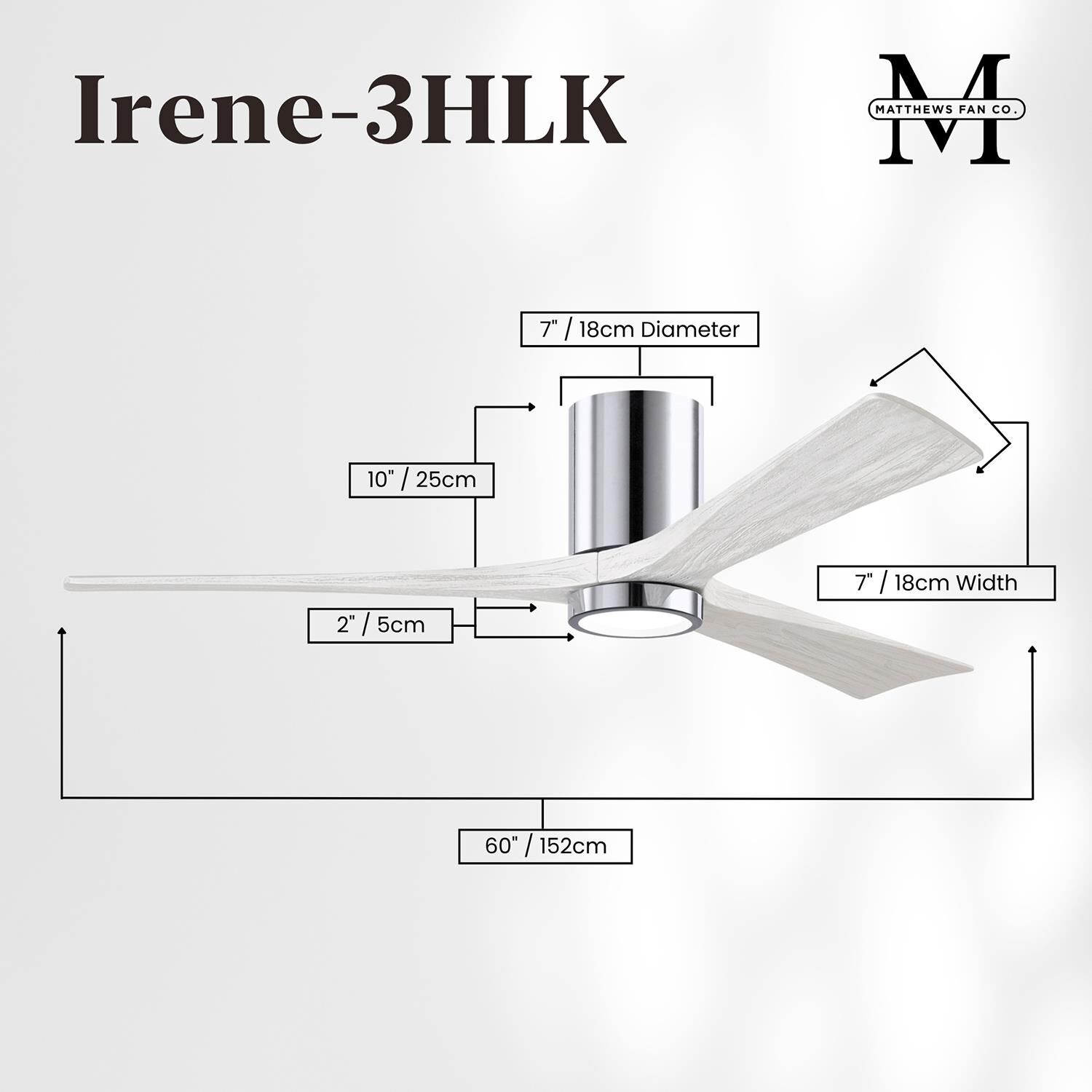 Irene 60 Inch Flush Mount Fan with Light Kit by Matthews Fan Company