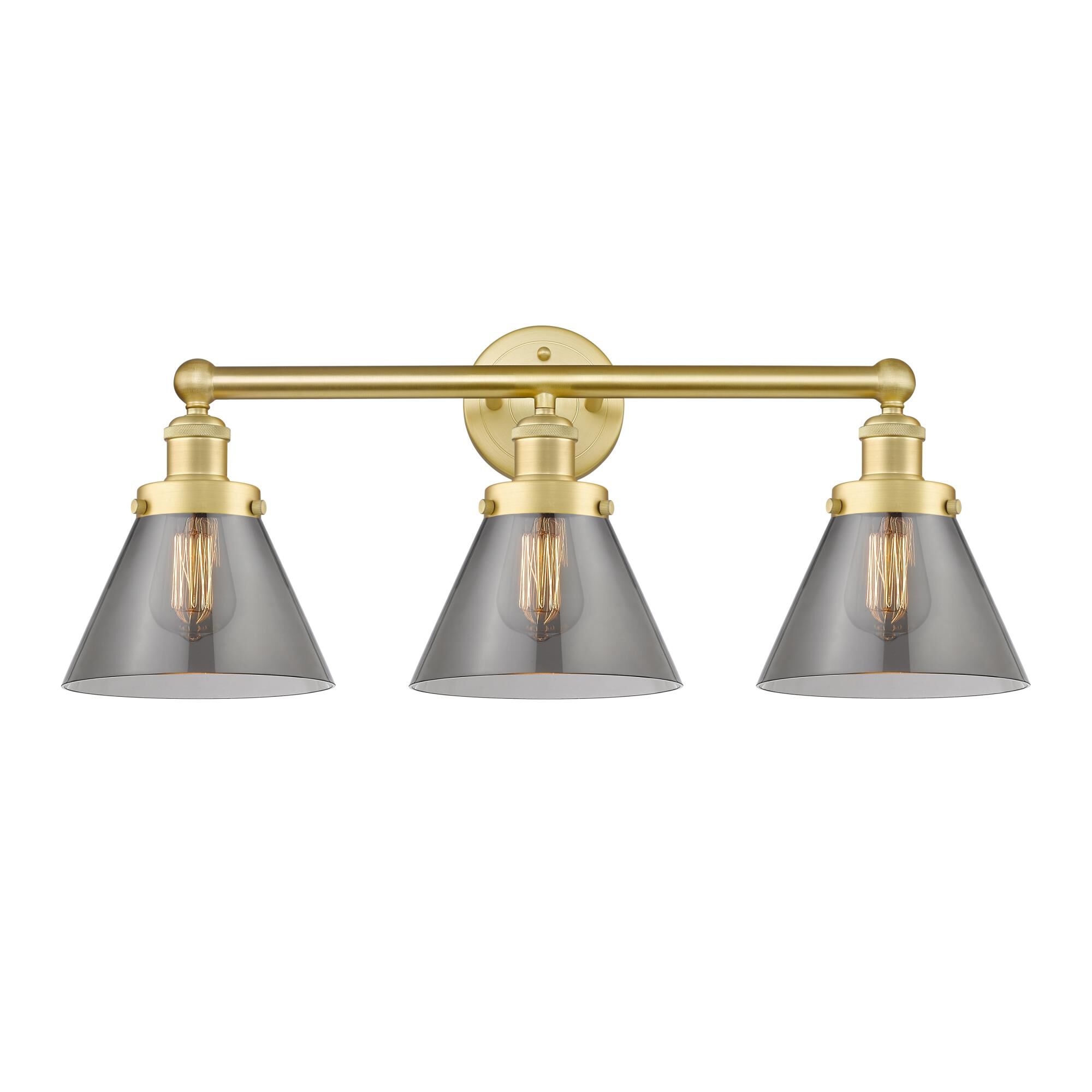 Shown in Satin Gold finish and Plated Smoke glass