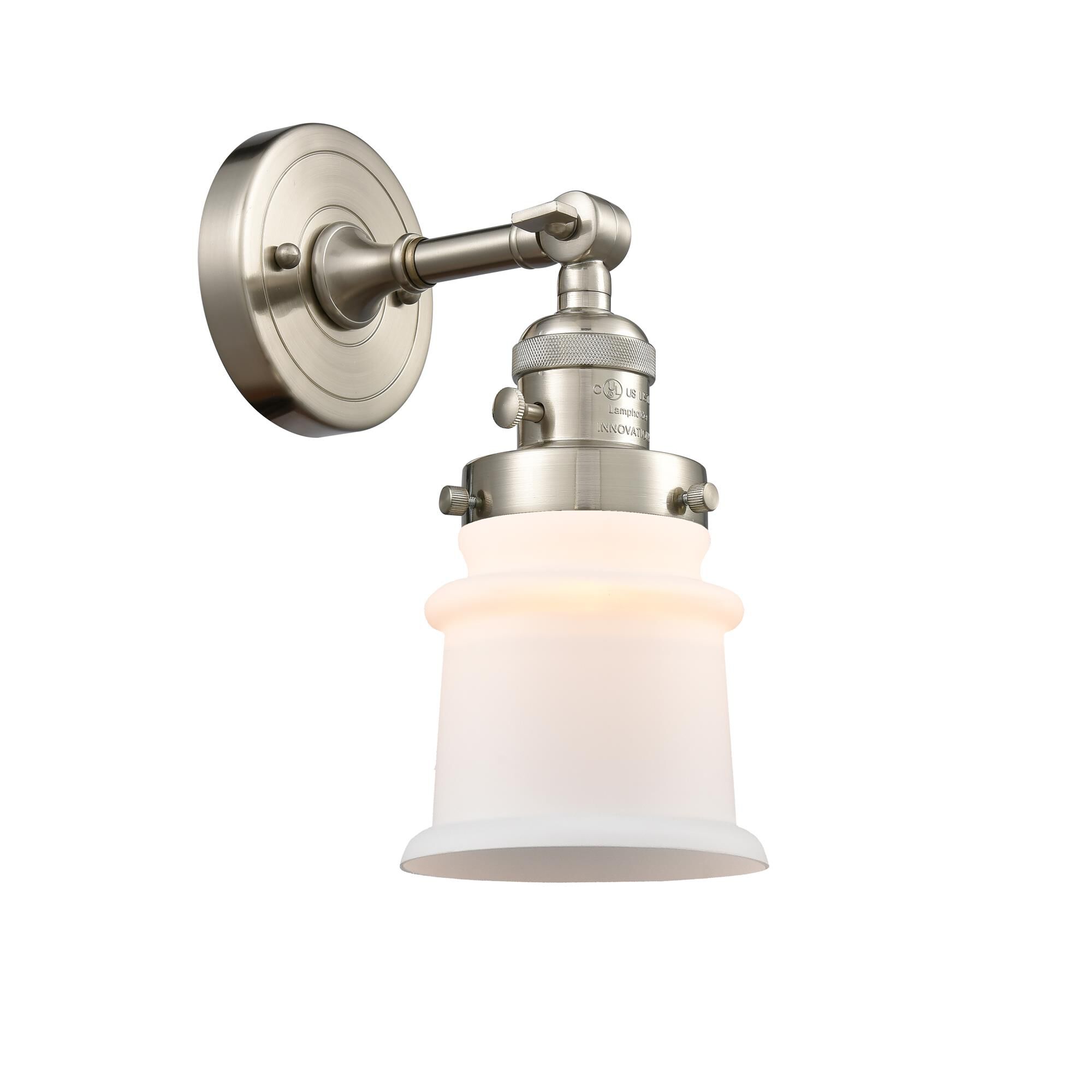 Shown in Brushed Satin Nickel finish and Matte White Cased glass
