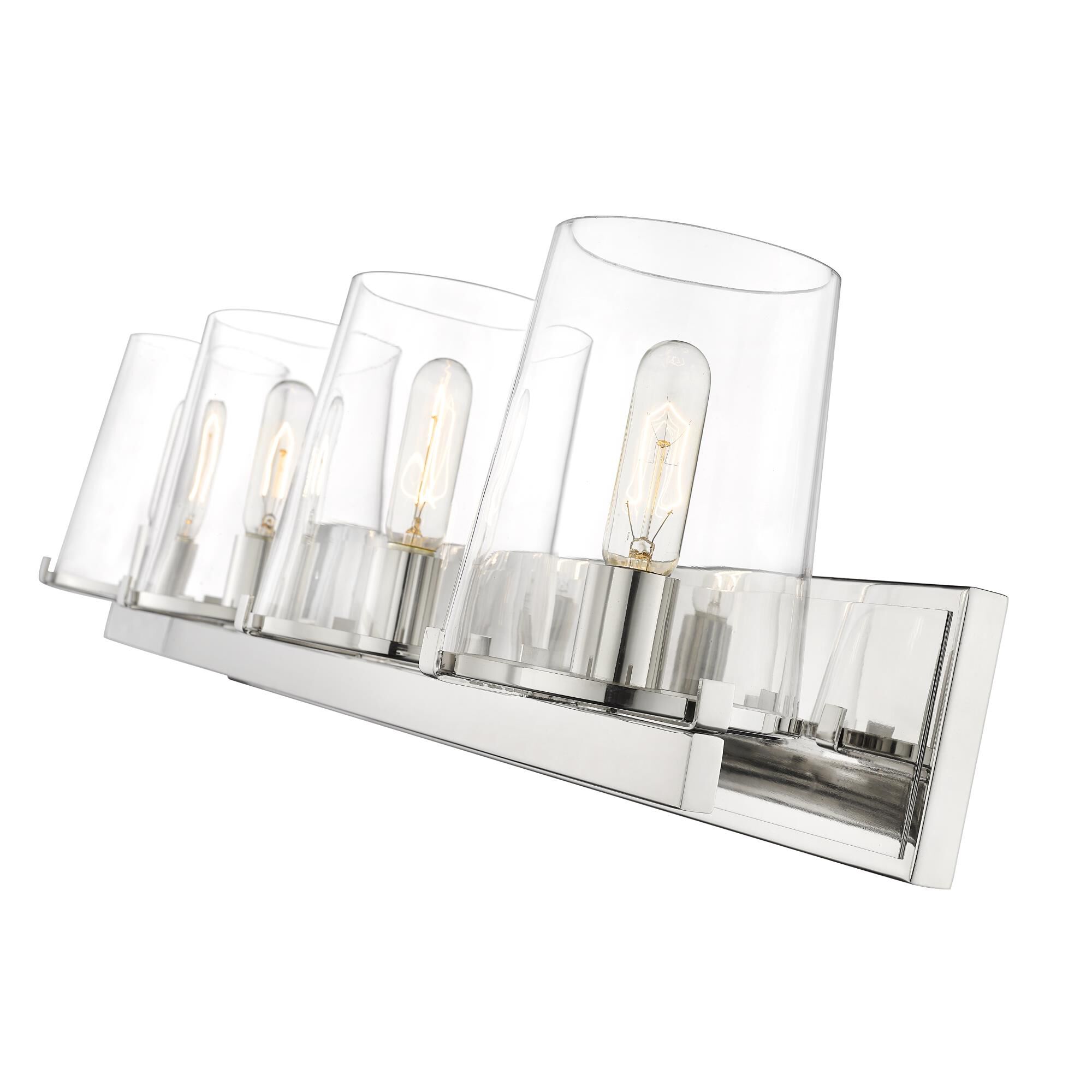 Shown in Polished Nickel finish and Glass shade