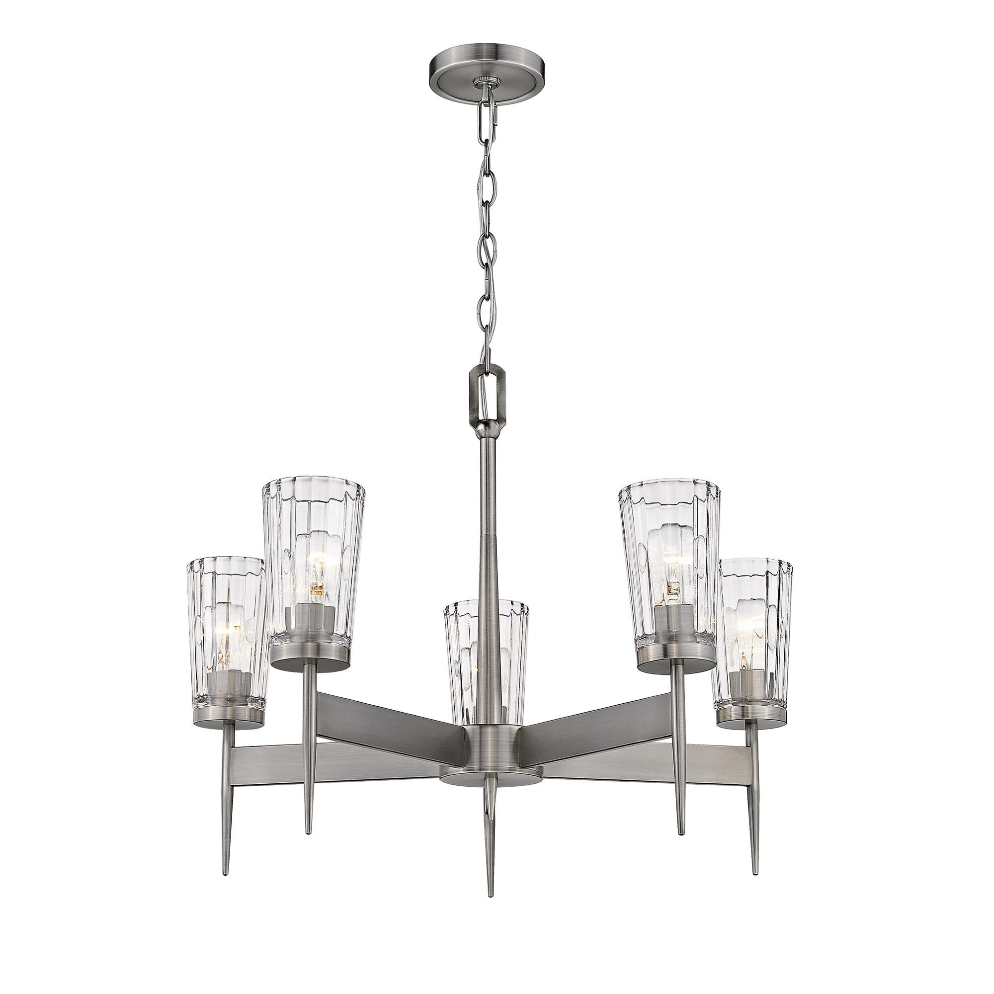 Shown in Antique Nickel finish and Glass shade