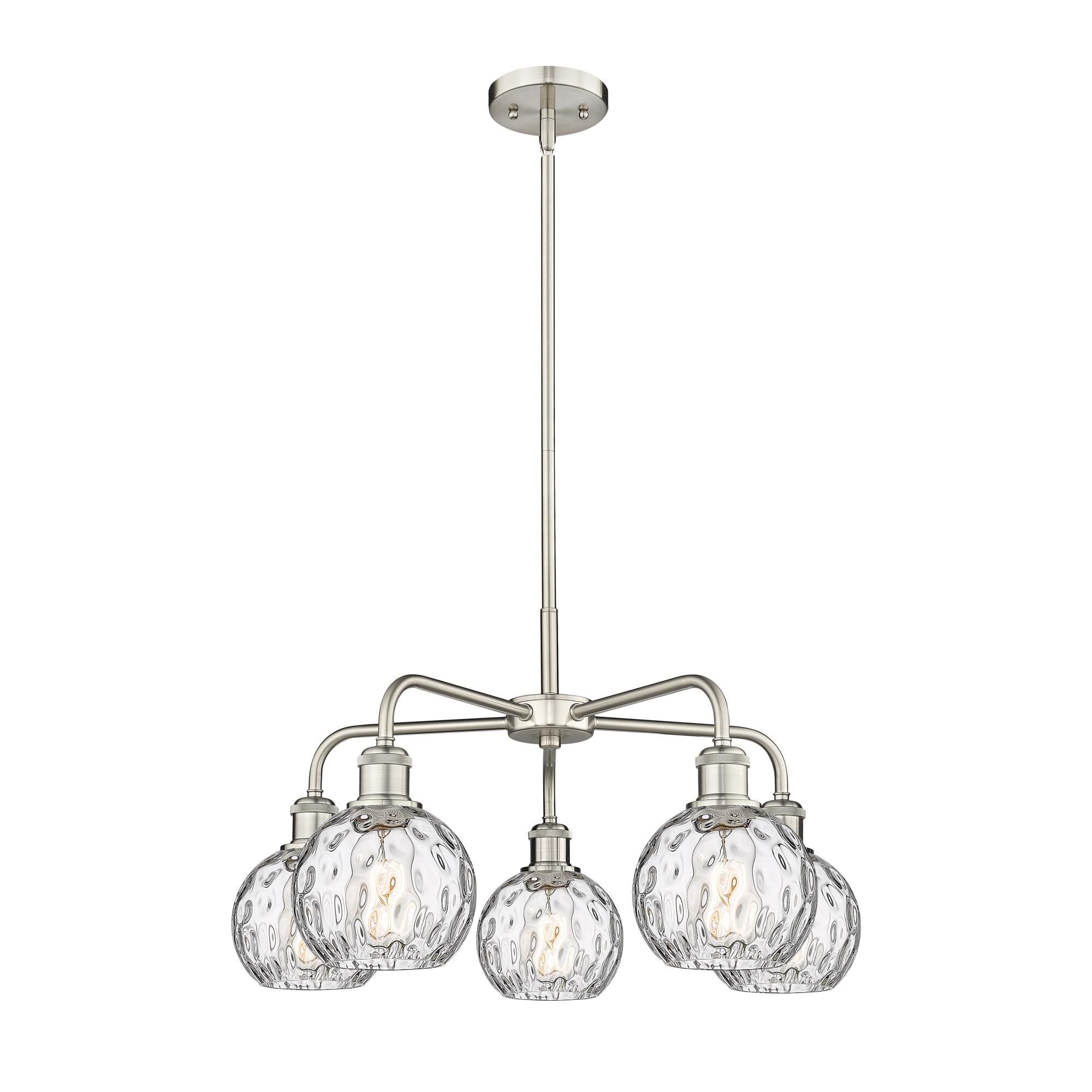 Shown in Satin Nickel finish and Clear Water Glass glass