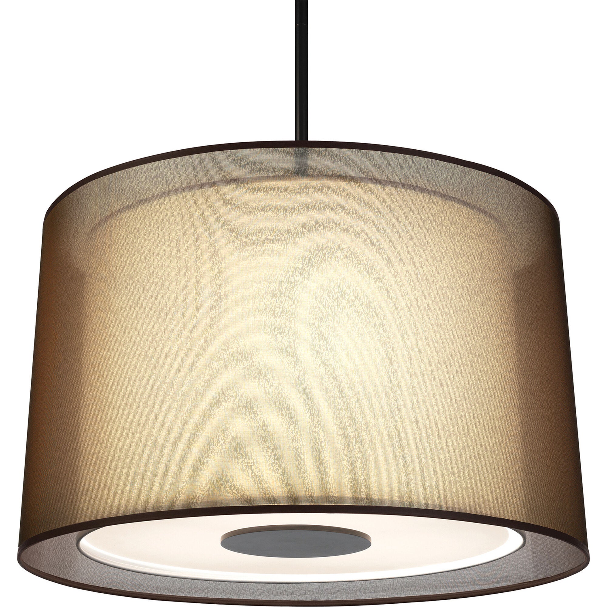 Shown in Deep Patina Bronze finish and Bronze Transparent Fabric Exterior With Ascot White Fabric Interior shade
