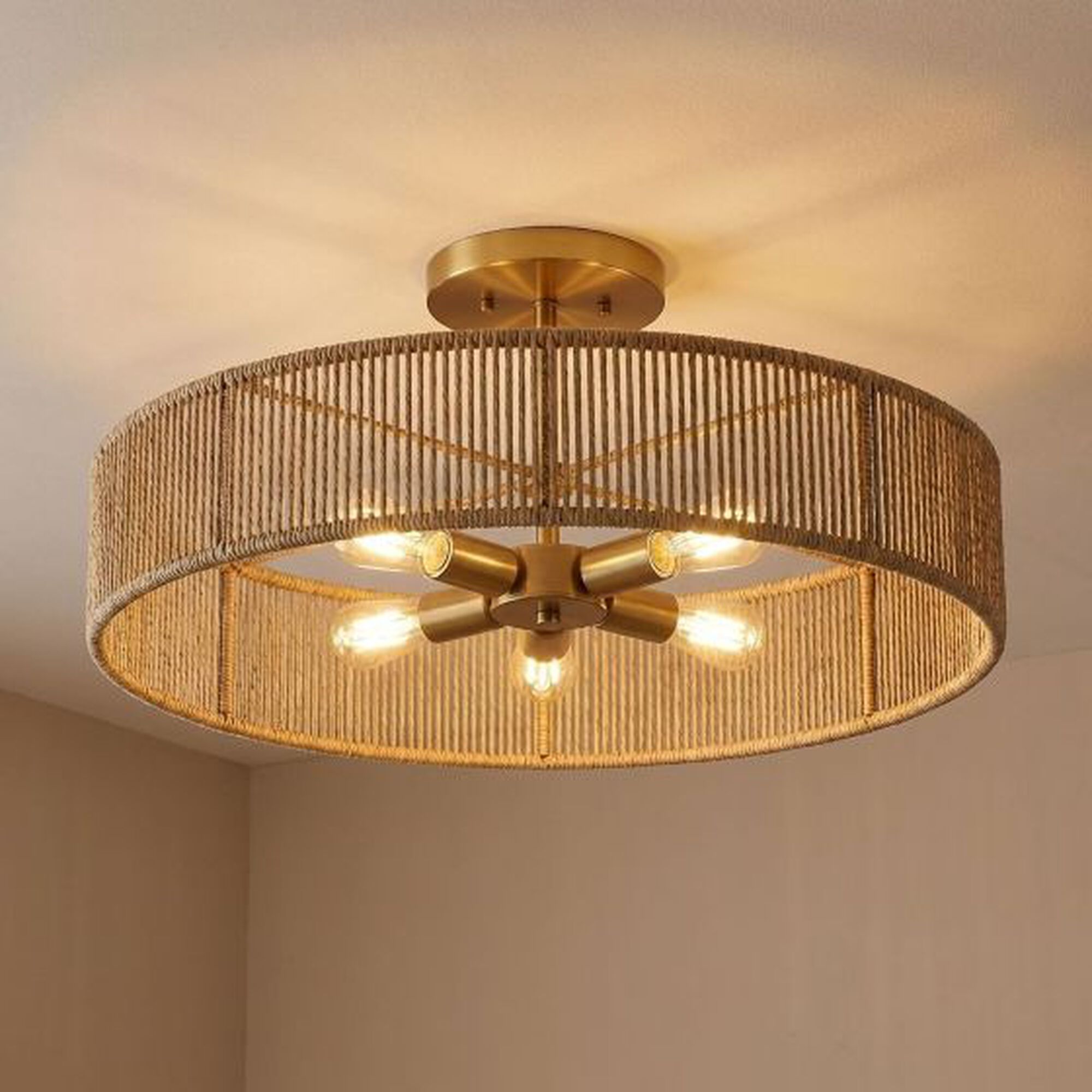 Ashe 24 Inch 5 Light Semi Flush Mount,