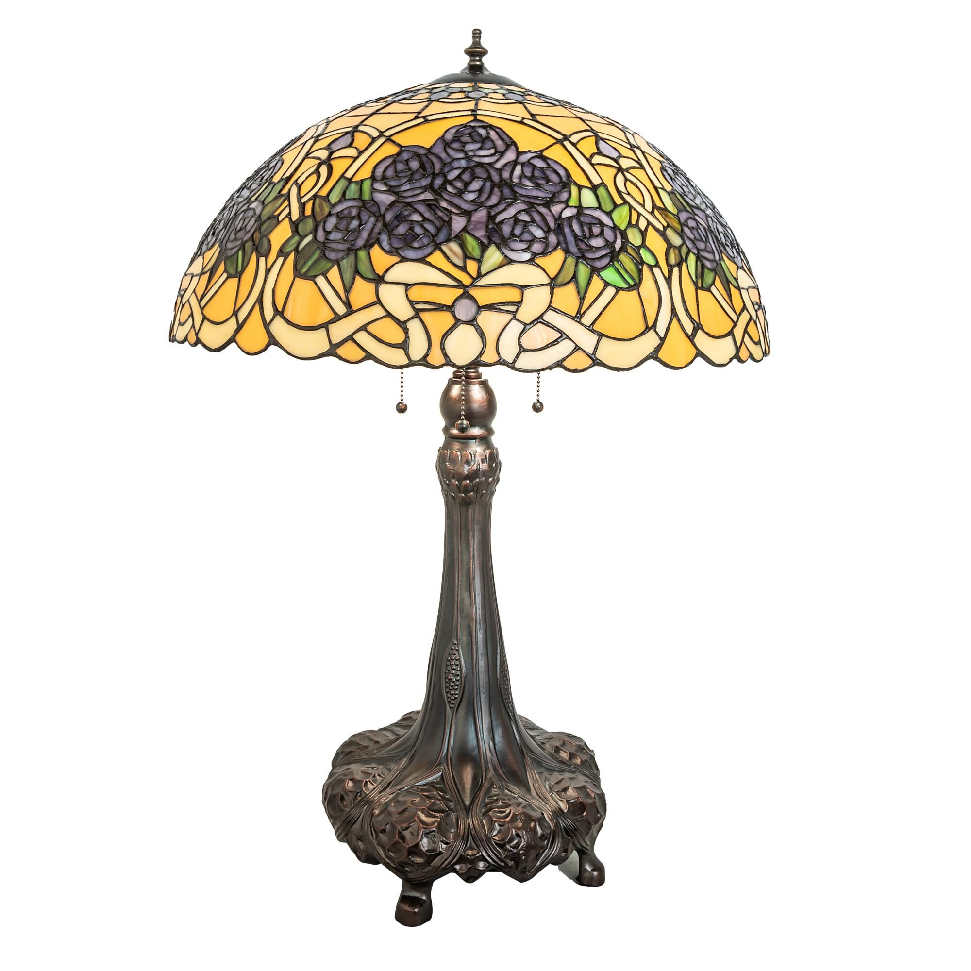 Shown in Mahogany Bronze finish and Ruby;Mauve;Blue;Violet;Beige;White glass