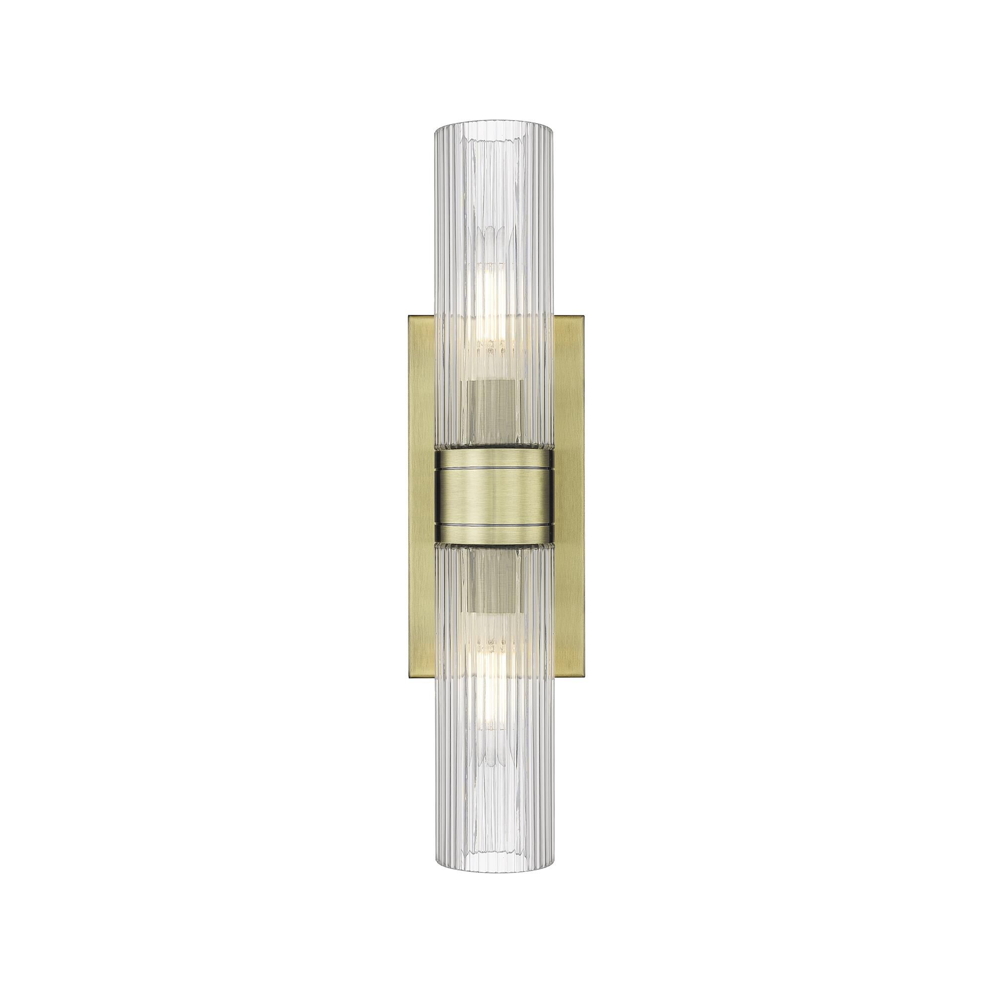 Shown in Antique Brass finish and Striped Clear glass