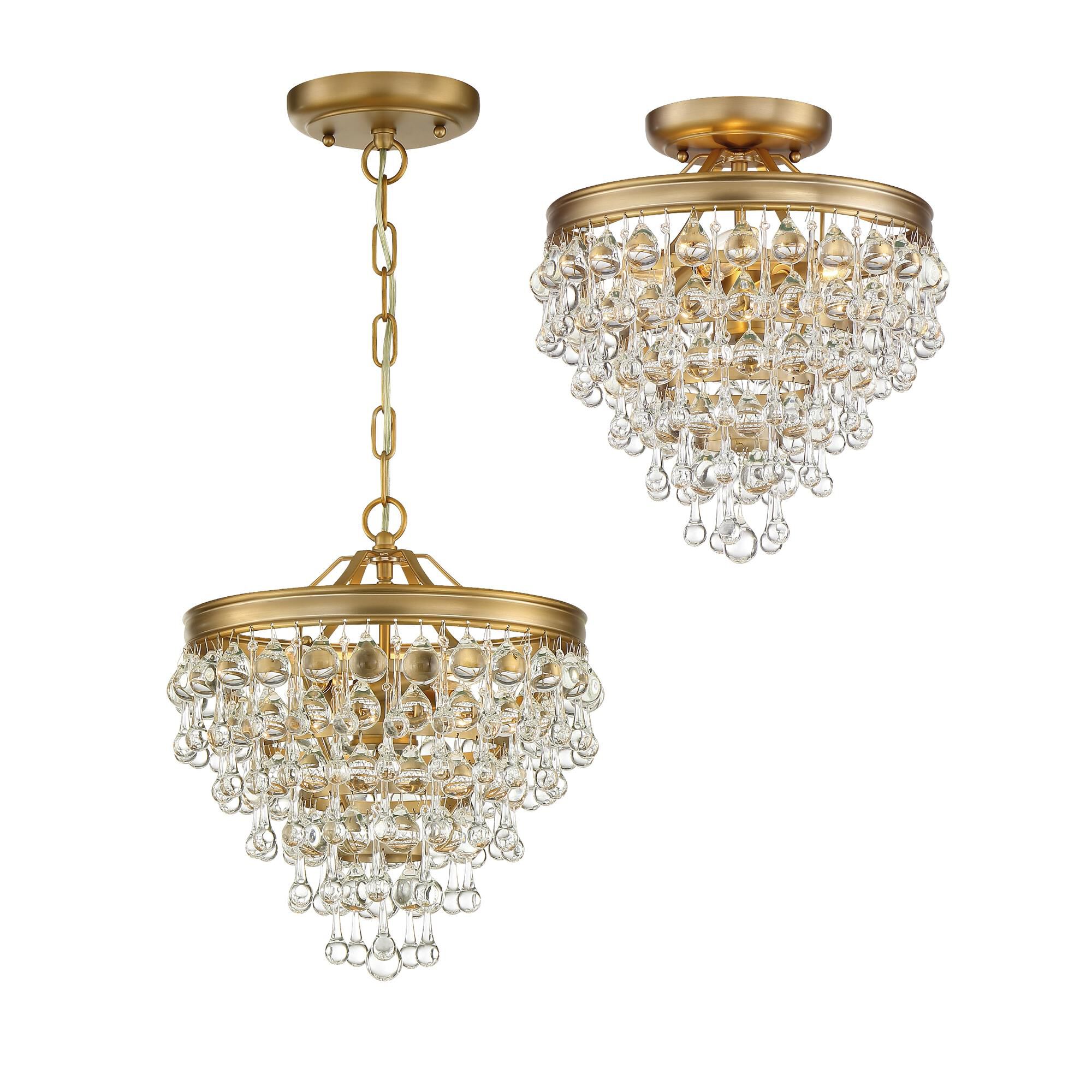 Shown in Vibrant Gold finish and Clear Glass Drops crystal