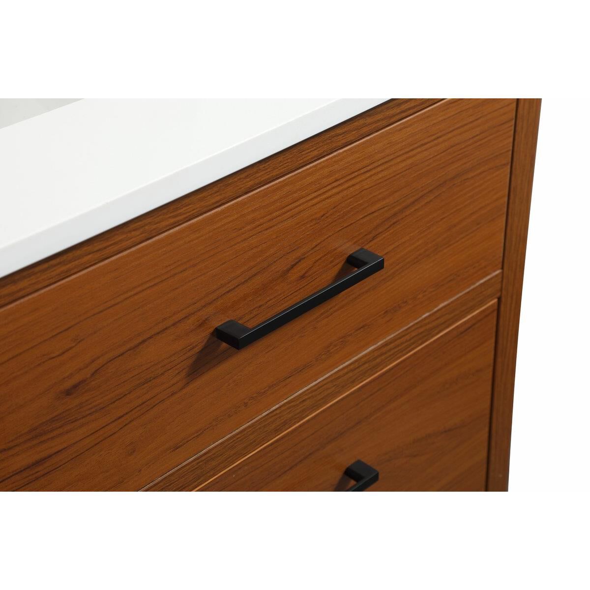 Shown in Teak finish and With Backsplash accent