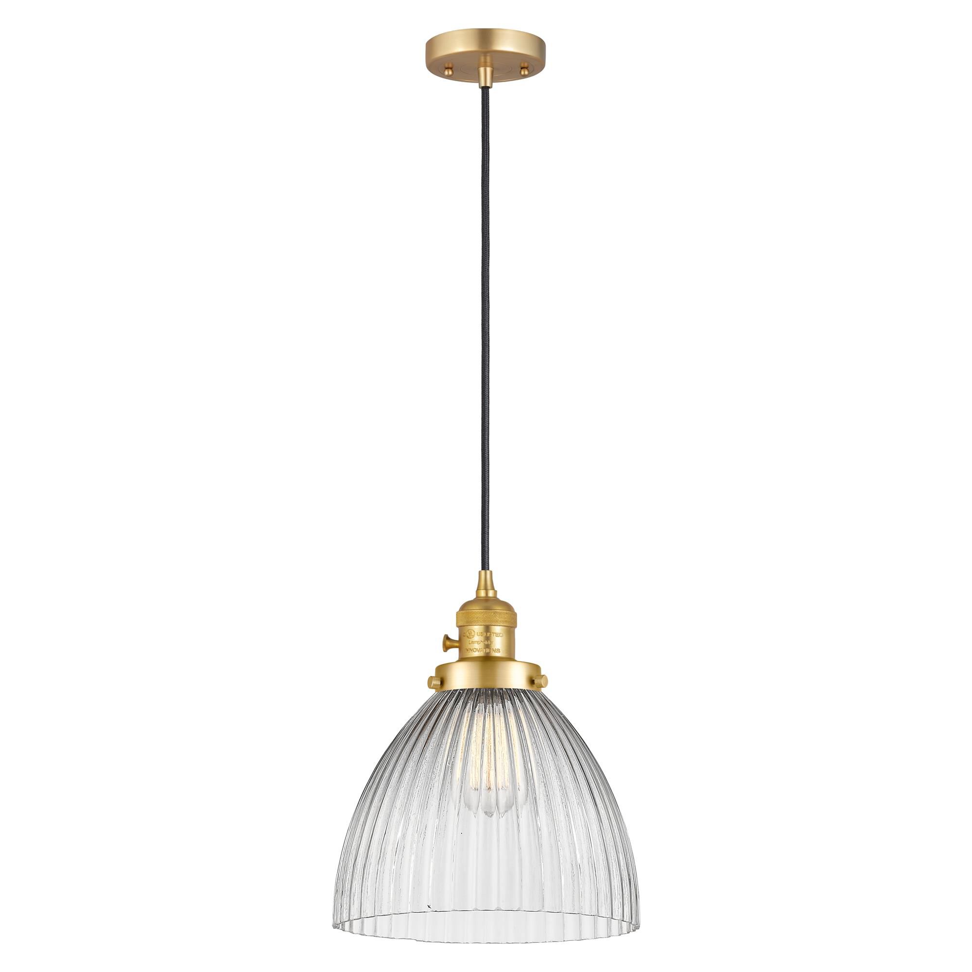 Shown in Satin Gold finish and Clear glass