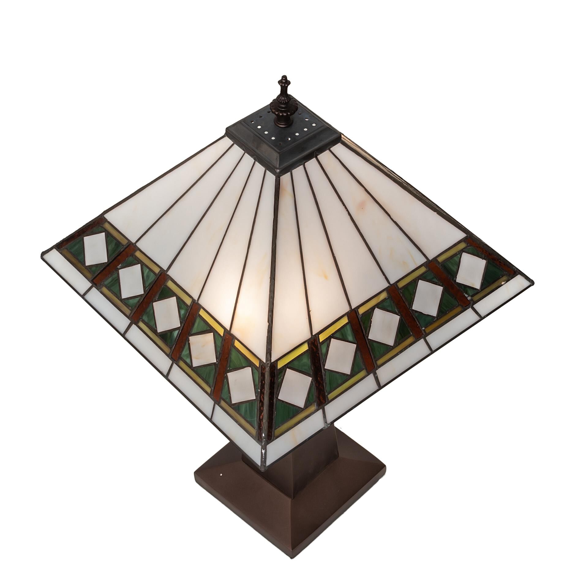 Shown in Mahogany Bronze finish and Amber /Acrylic;Green;Beige glass