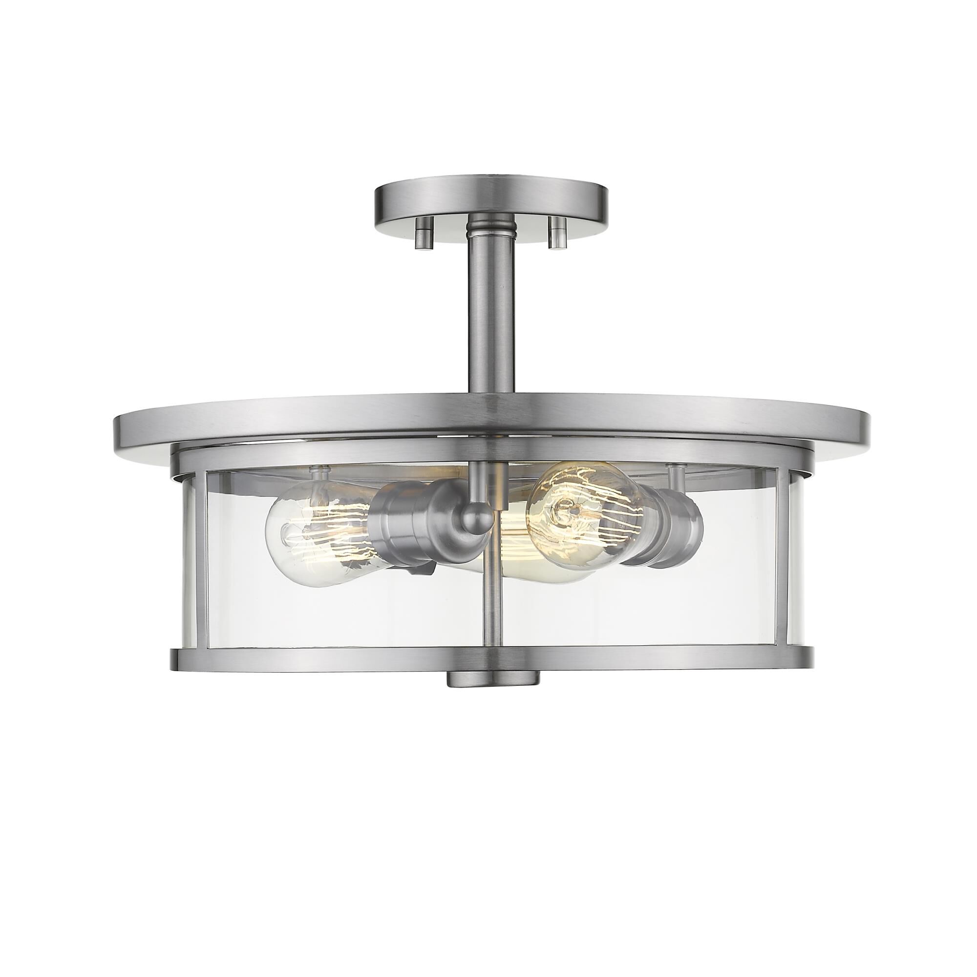 Shown in Brushed Nickel finish and Glass shade