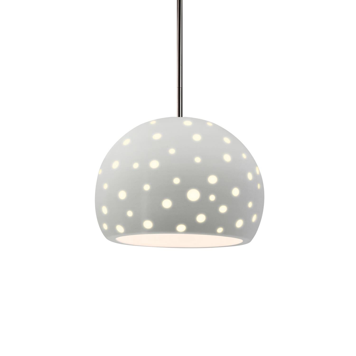 Shown in Brushed Nickel finish and Matte White shade
