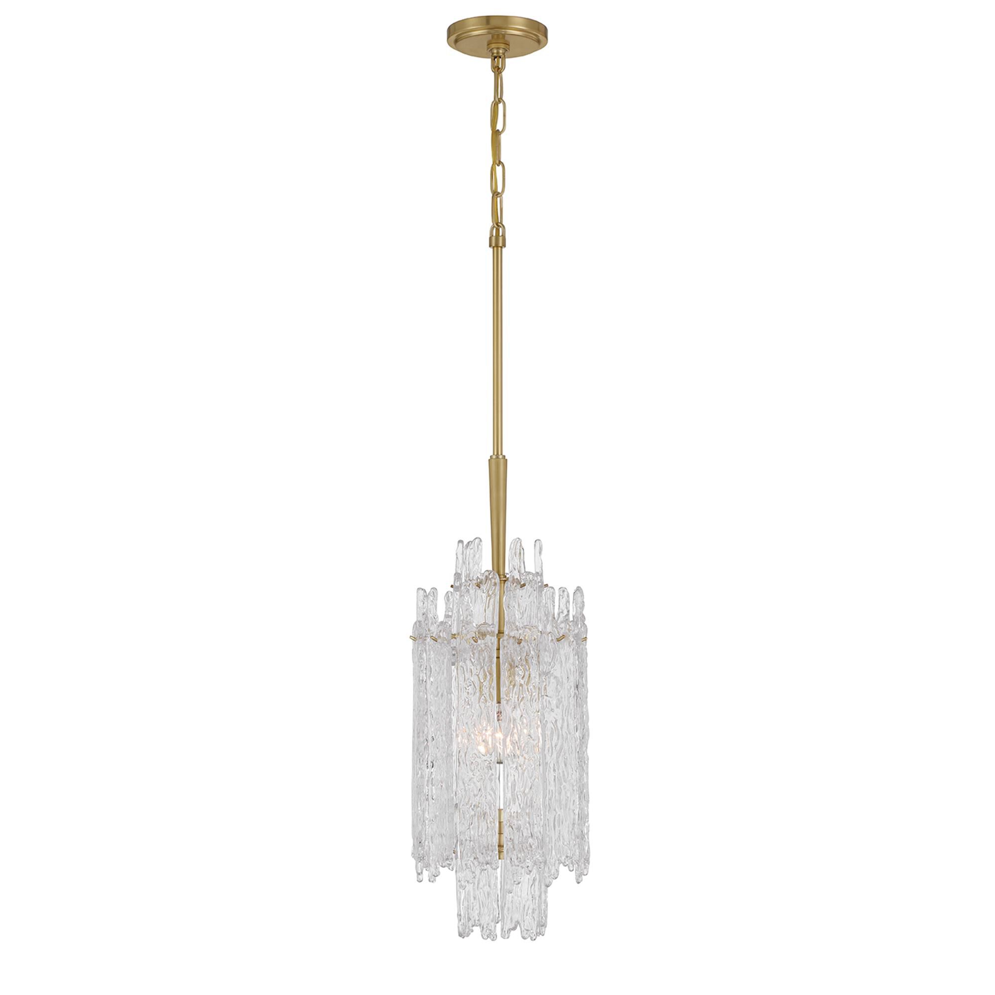 Shown in Aged Brass finish and Clear glass