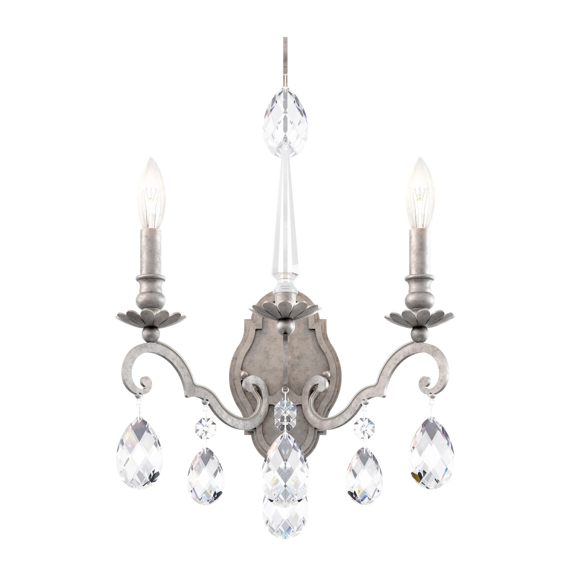 Shown in Antique Silver finish and Clear crystal