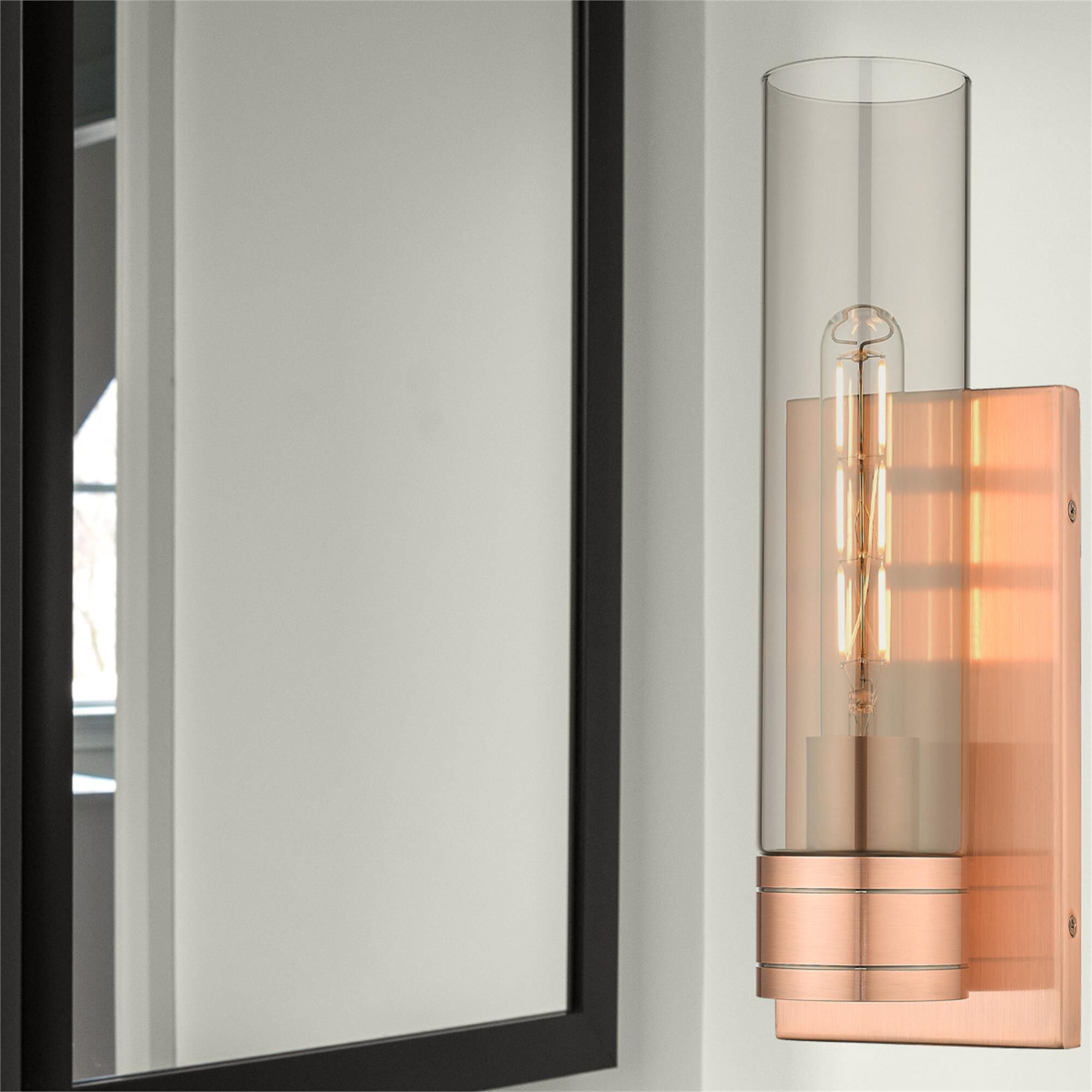 Shown in Antique Copper finish and Light Smoke glass