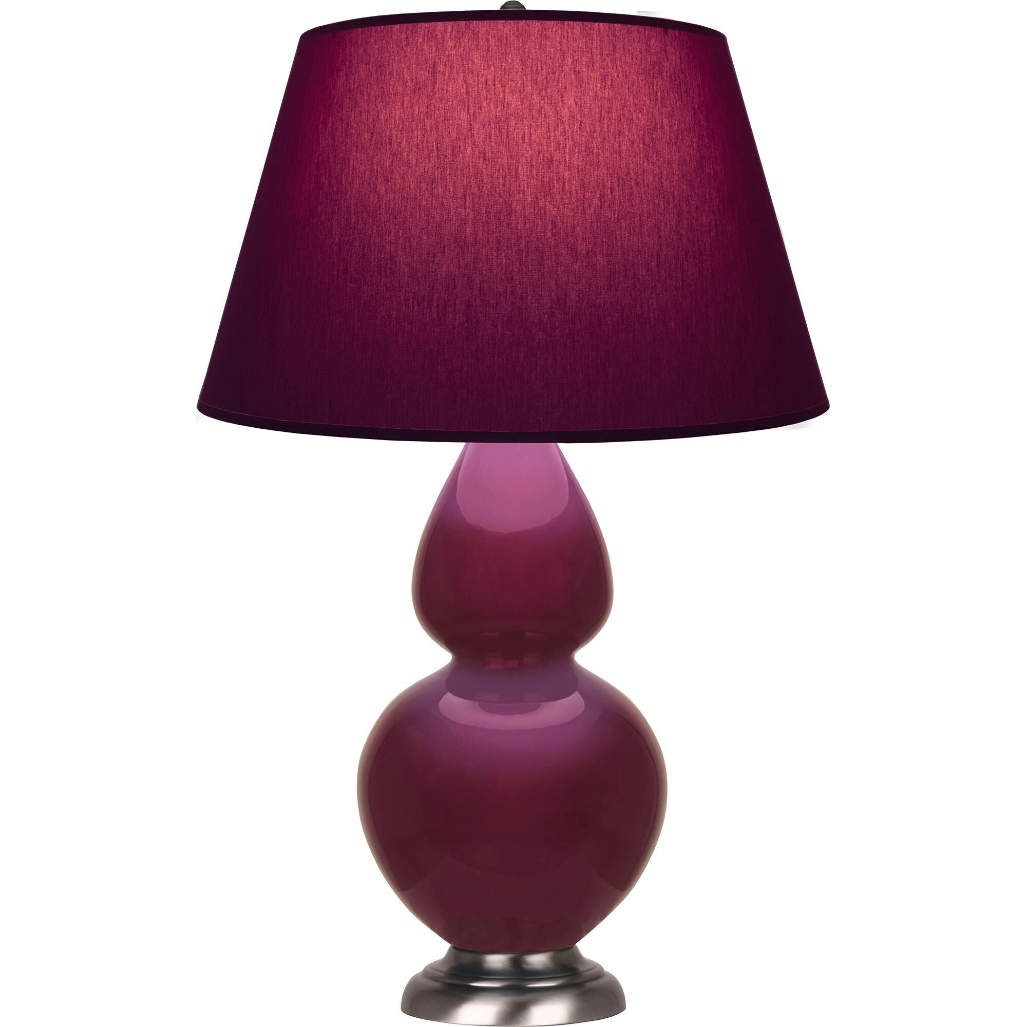Shown in Sugar Plum Glazed finish and Plum with Lavender Lining shade and Antique Silver accent