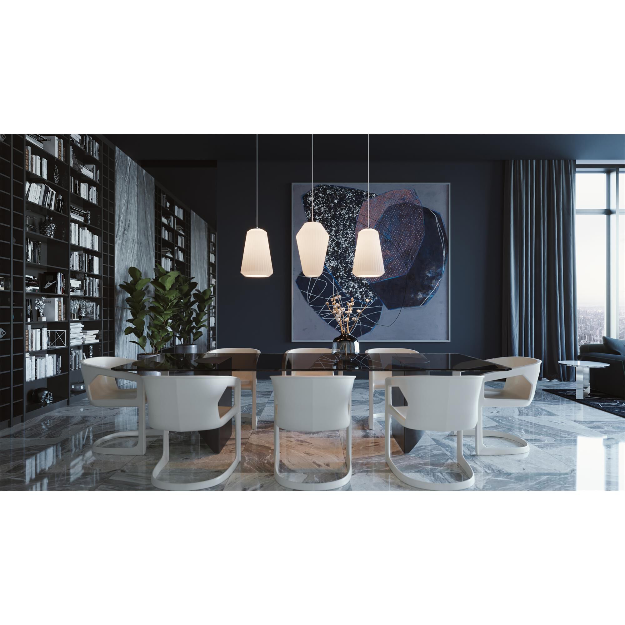 Shown in White finish and White glass