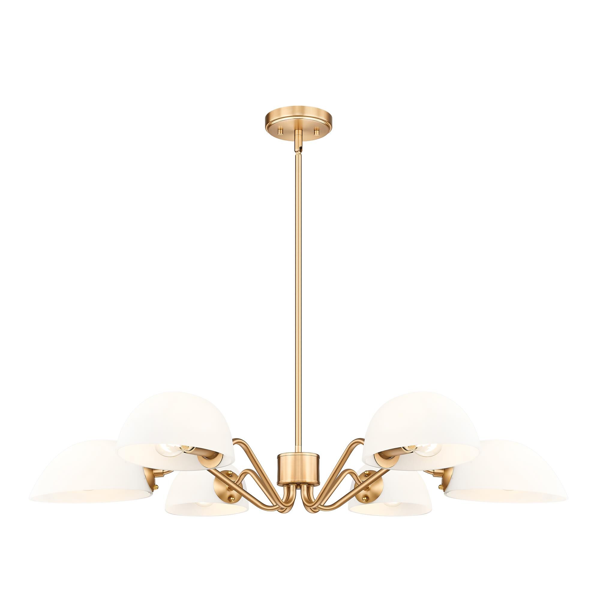 Shown in Modern Gold finish and White glass