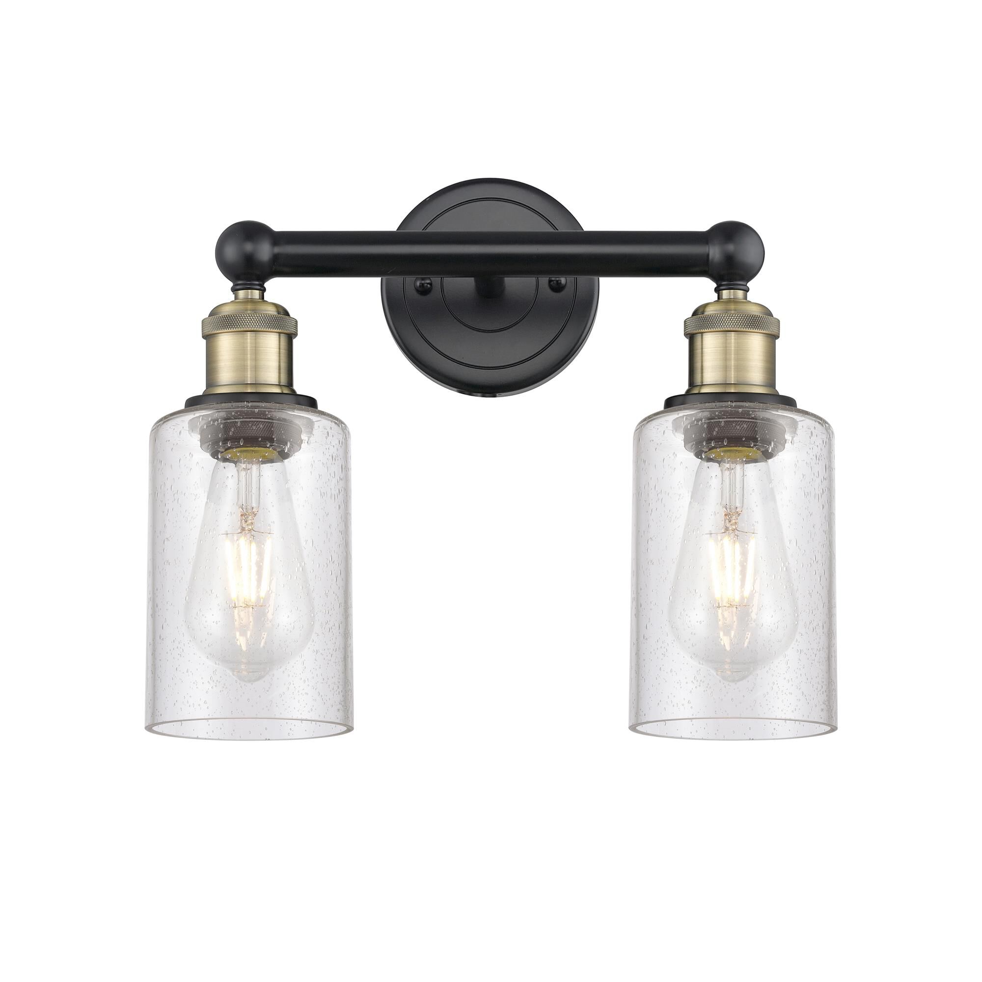 Shown in Black Antique Brass finish and Seedy glass