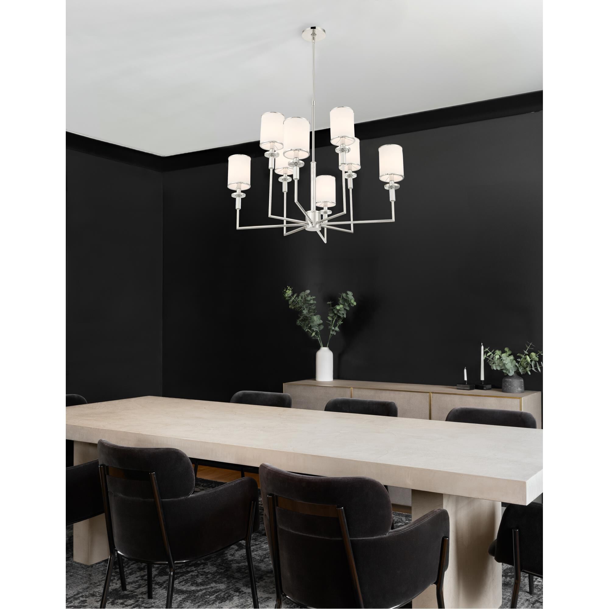 Shown in Polished Nickel finish and Silk shade