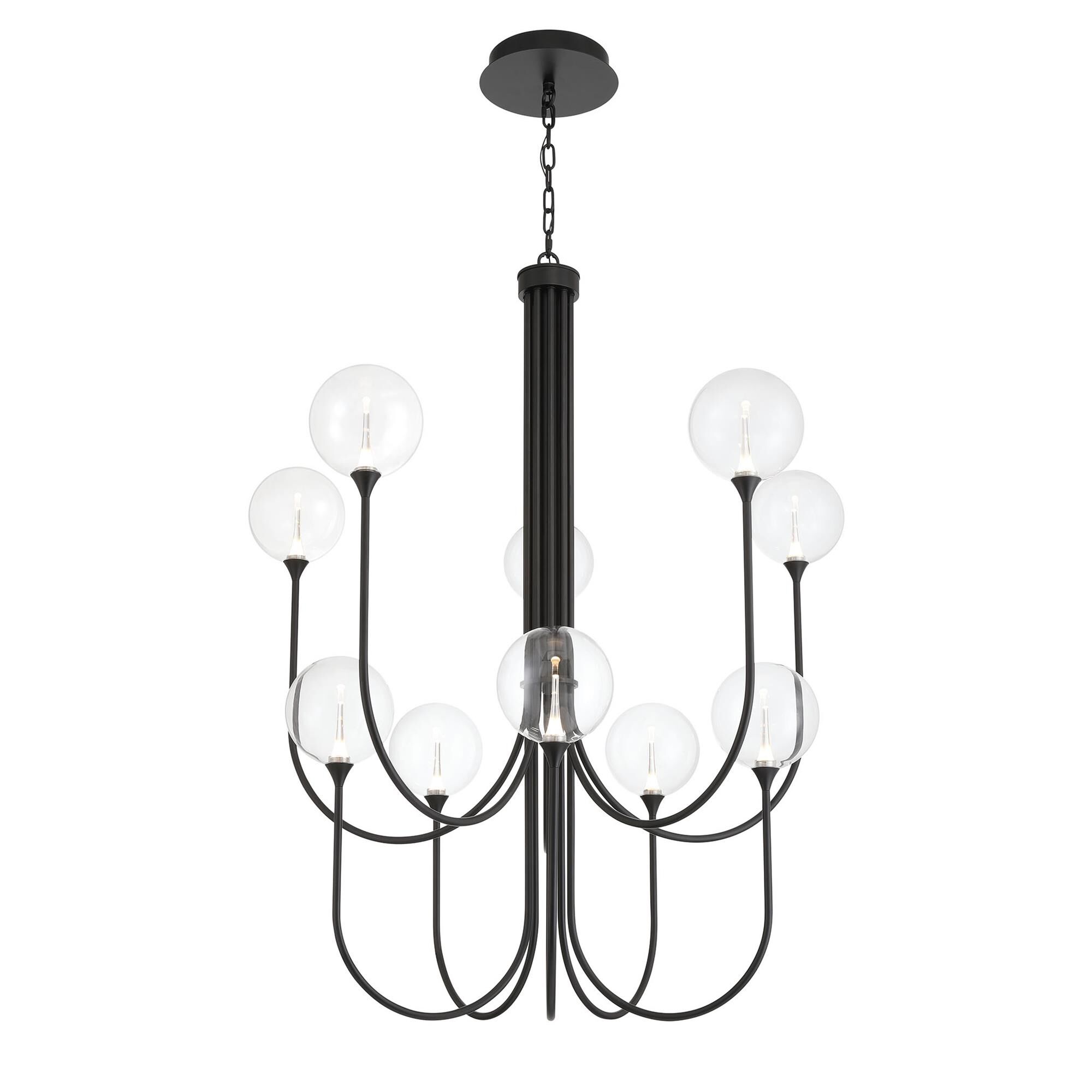 Shown in Black finish and Clear glass