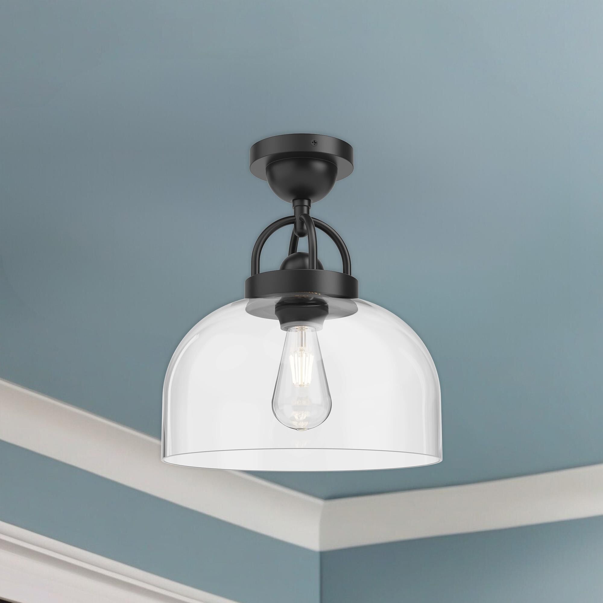 Lancaster 11 Inch 1 Light Semi Flush Mount by Alora Mood
