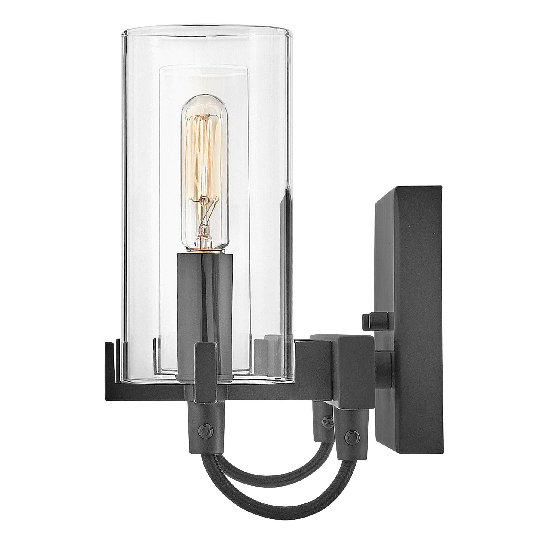 Shown in Black finish and Clear glass