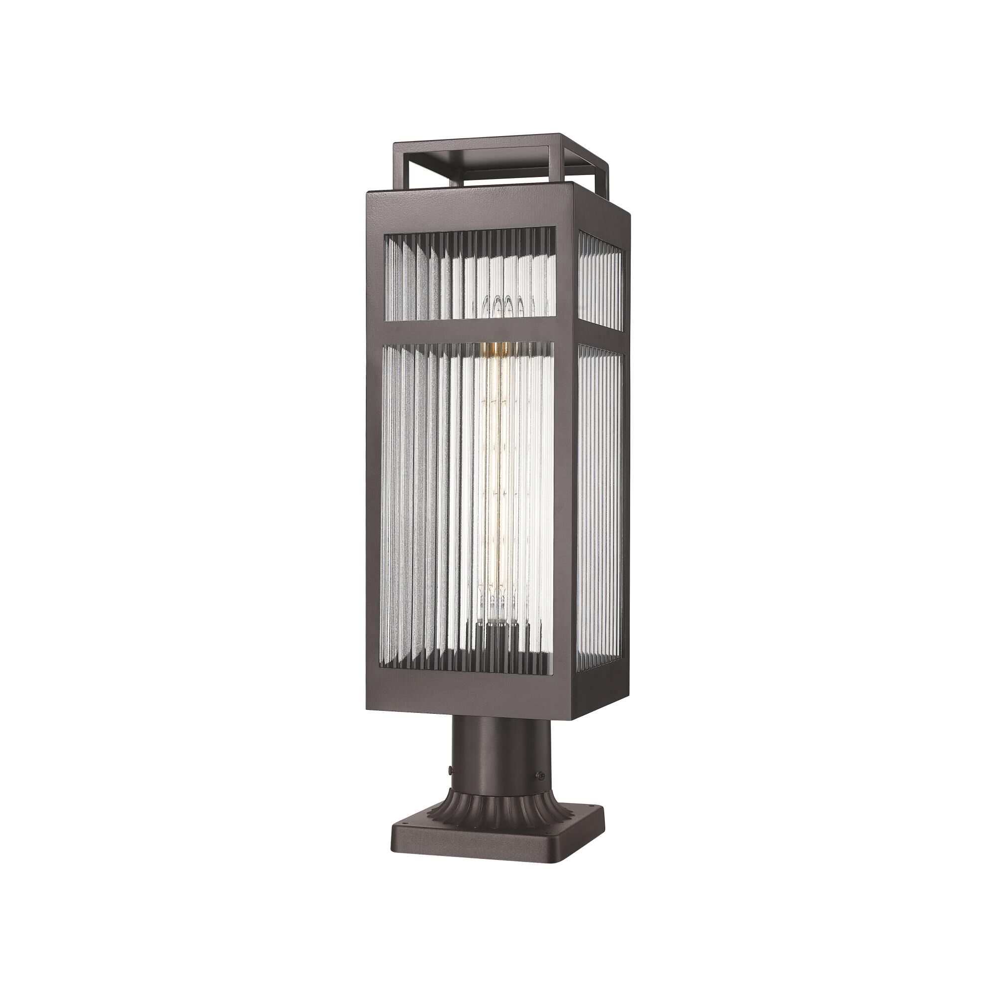 Shown in Bronze finish and Striped Clear shade