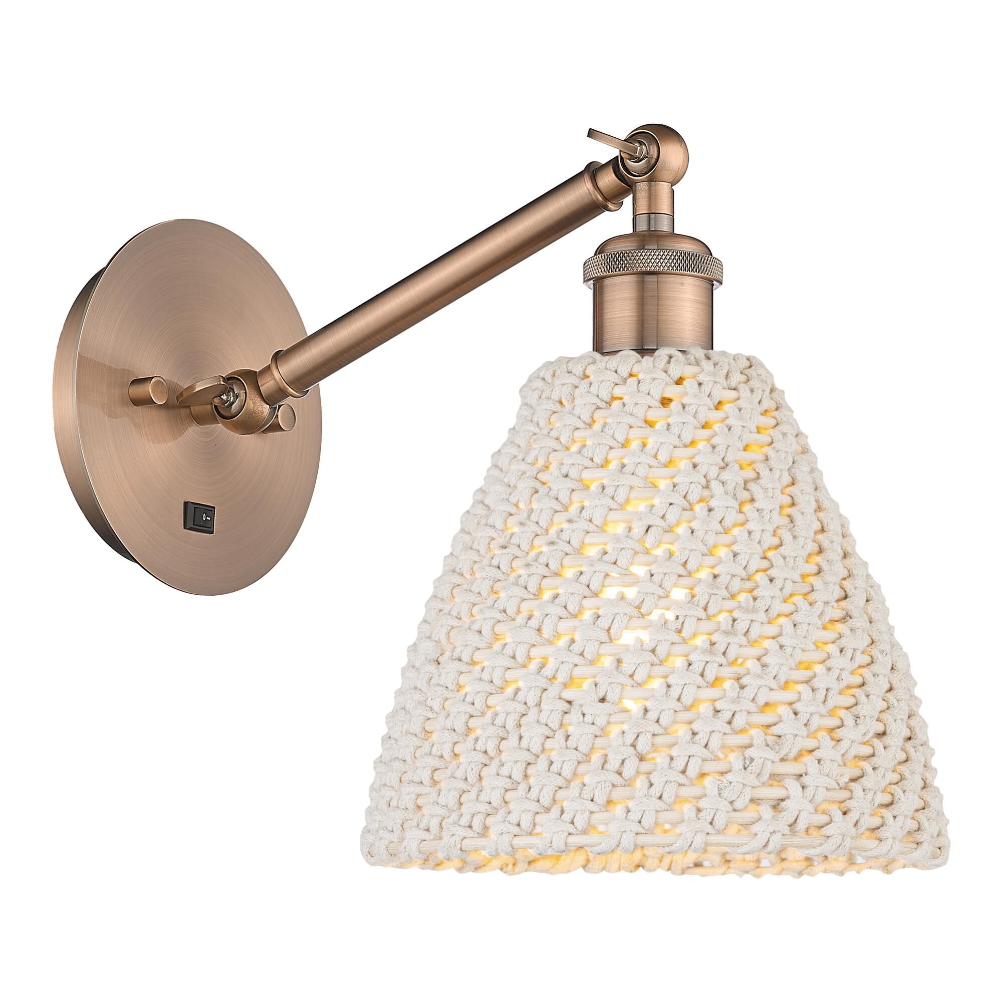 Shown in Antique Copper finish and Natural shade