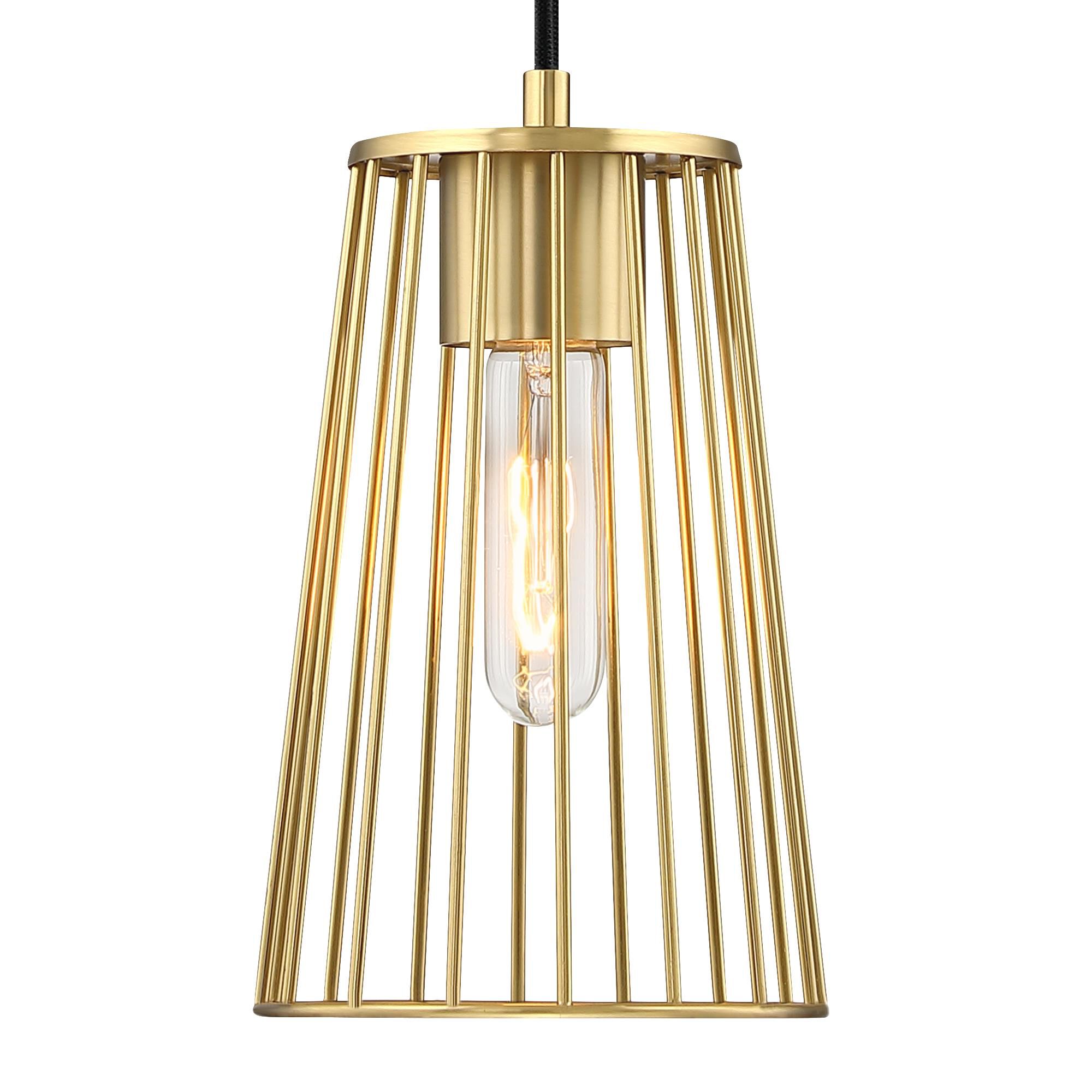 Shown in Brushed Gold finish and Wire Cage shade