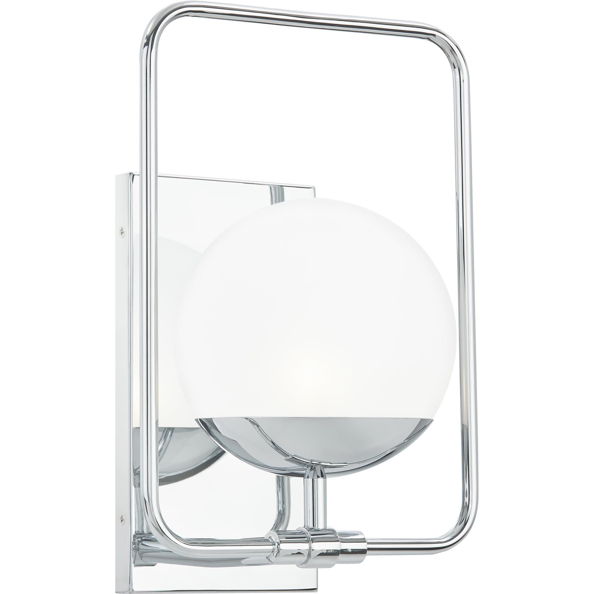 Shown in Polished Chrome finish and Clear Glass With Sandblasted Interior shade