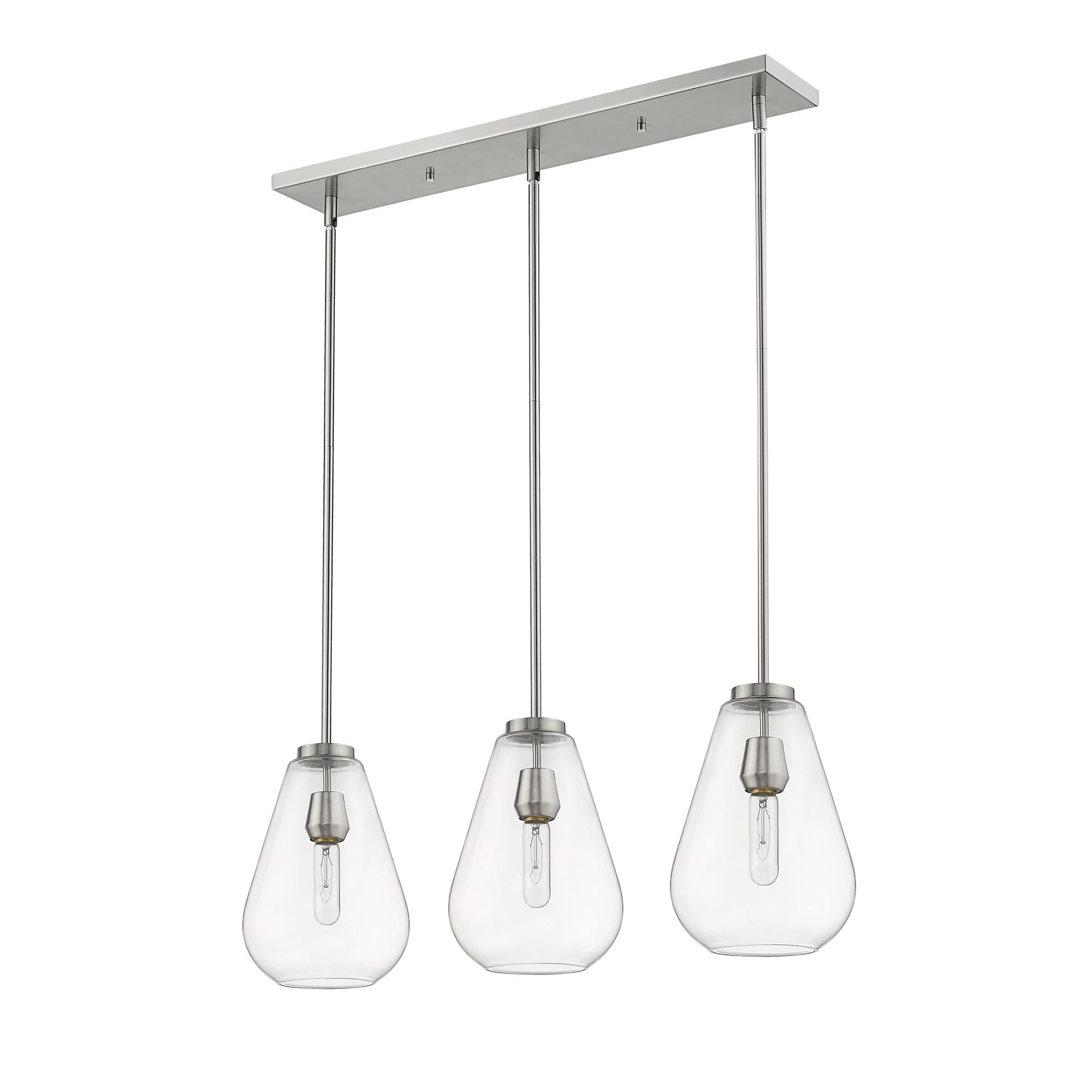 Shown in Brushed Nickel finish and Glass shade